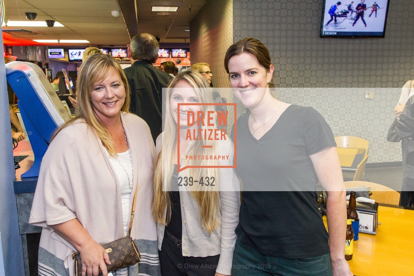 Kristi Will, Krista Barry, Maureen O'Sullivan, ScavulloDesign Centric Builders Bowling Party, Presidio Bowl. Presidio Bowl, . 93 Moraga Ave, October 29th, 2015, Photo #239-432 Kristi Will, Krista Barry, Maureen O'Sullivan, Photo #239-432