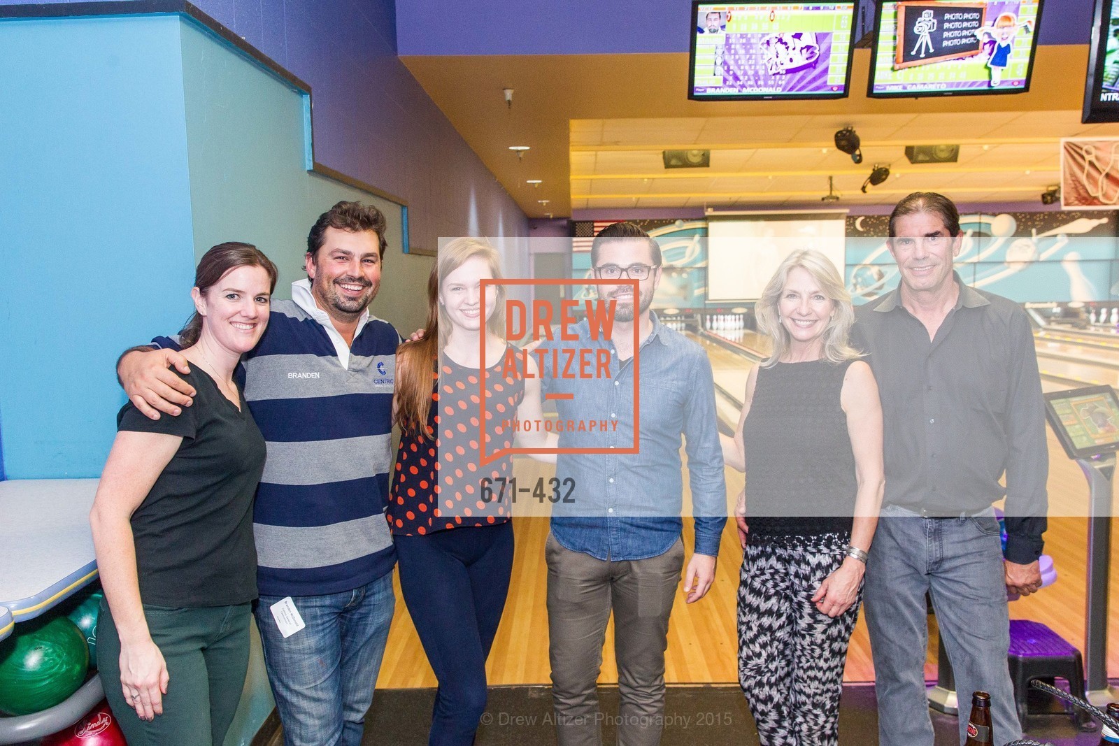 Maureen O'Sullivan, Branden Best, Richael Best, Phillip Bascio, Kathy Geissler Best, John Rosekrans, ScavulloDesign Centric Builders Bowling Party, Presidio Bowl. 93 Moraga Ave, October 29th, 2015,Drew Altizer, Drew Altizer Photography, full-service event agency, private events, San Francisco photographer, photographer California