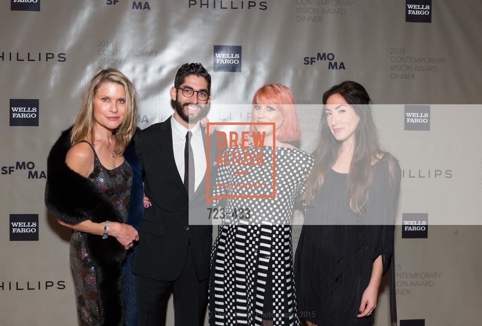 Gwynned Vitello, Guy Chriqui, Sally Vitello, Rachel Rothstein, SFMOMA Contemporary Vision Award, Regency Ballroom. Regency Ballroom, . 1300 Van Ness, November 3rd, 2015, Photo #723-433 Gwynned Vitello, Guy Chriqui, Sally Vitello, Rachel Rothstein, Photo #723-433