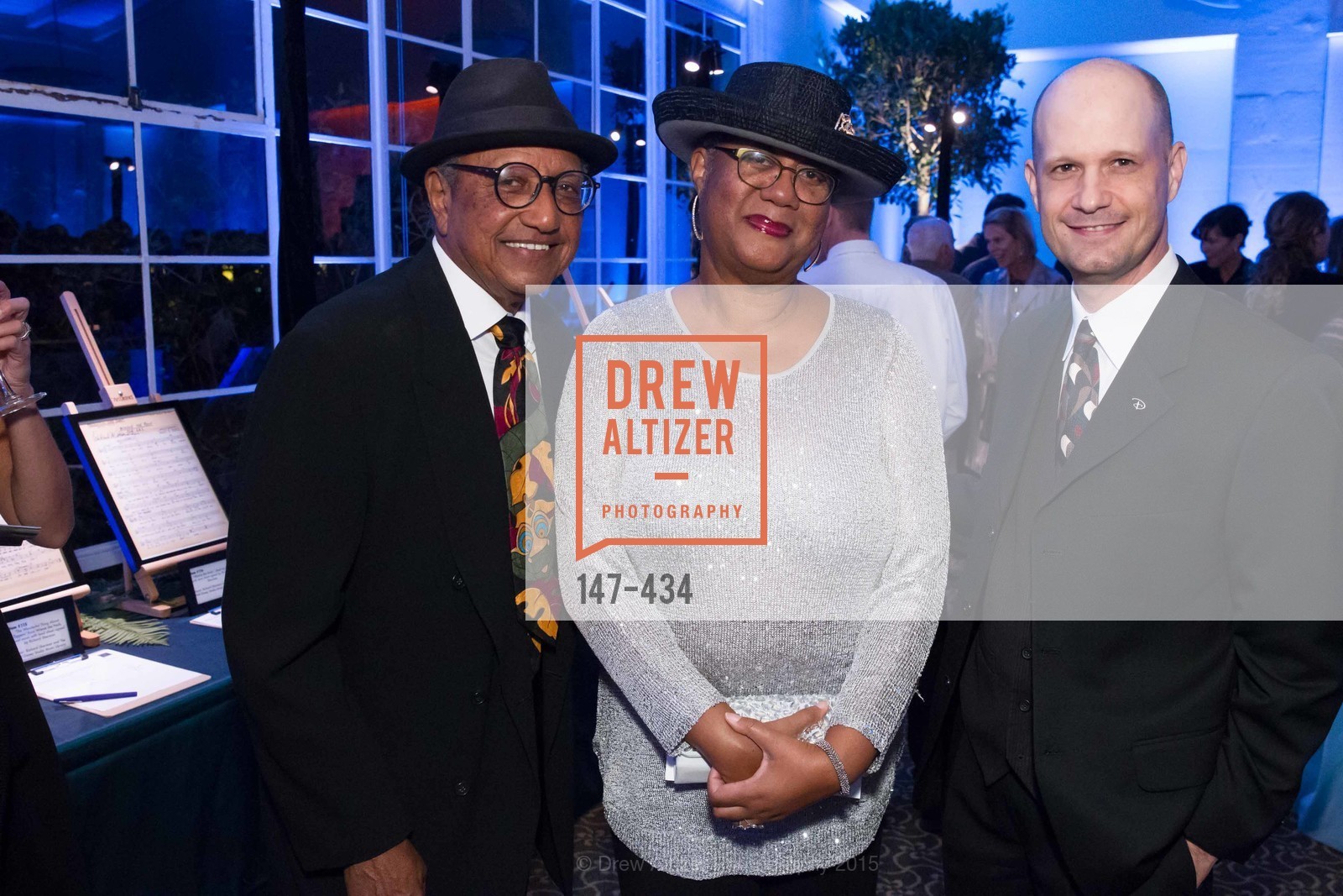 Floyd Norman, Adrienne Norman, Rick Law, The Walt Disney Family Museum Fundraising Gala and Diane Disney Miller Lifetime Achievement Award, Golden Gate Club. Golden Gate Club, . 135 Fisher Loop in the Presidio, November 3rd, 2015, Photo #147-434 Floyd Norman, Adrienne Norman, Rick Law, Photo #147-434