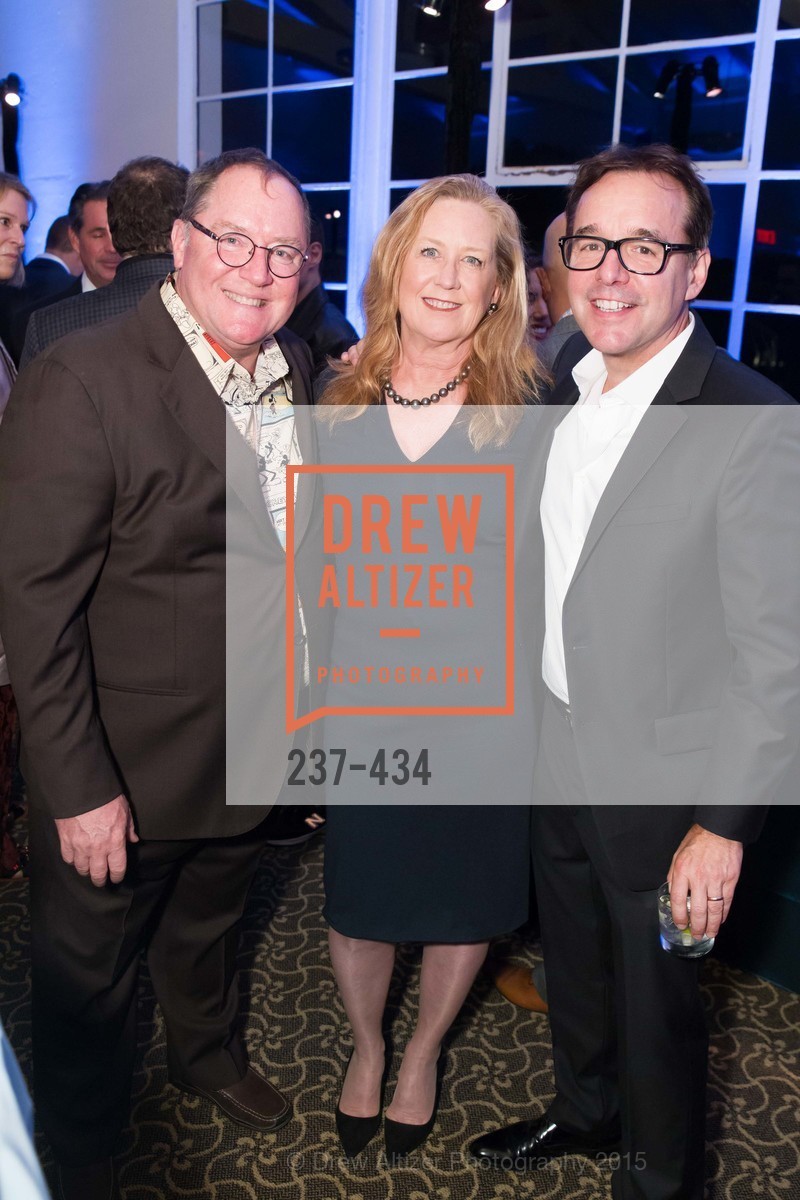 John Lasseter, Monica Devereaux, Chris Columbus, The Walt Disney Family Museum Fundraising Gala and Diane Disney Miller Lifetime Achievement Award, Golden Gate Club. 135 Fisher Loop in the Presidio, November 3rd, 2015,Drew Altizer, Drew Altizer Photography, full-service agency, private events, San Francisco photographer, photographer california