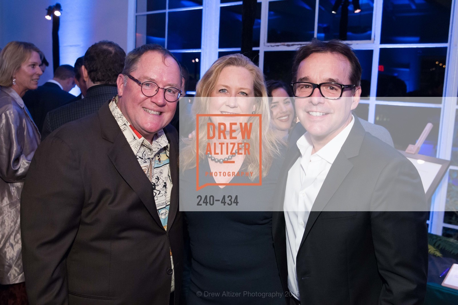 John Lasseter, Monica Devereaux, Chris Columbus, The Walt Disney Family Museum Fundraising Gala and Diane Disney Miller Lifetime Achievement Award, Golden Gate Club. 135 Fisher Loop in the Presidio, November 3rd, 2015,Drew Altizer, Drew Altizer Photography, full-service agency, private events, San Francisco photographer, photographer california
