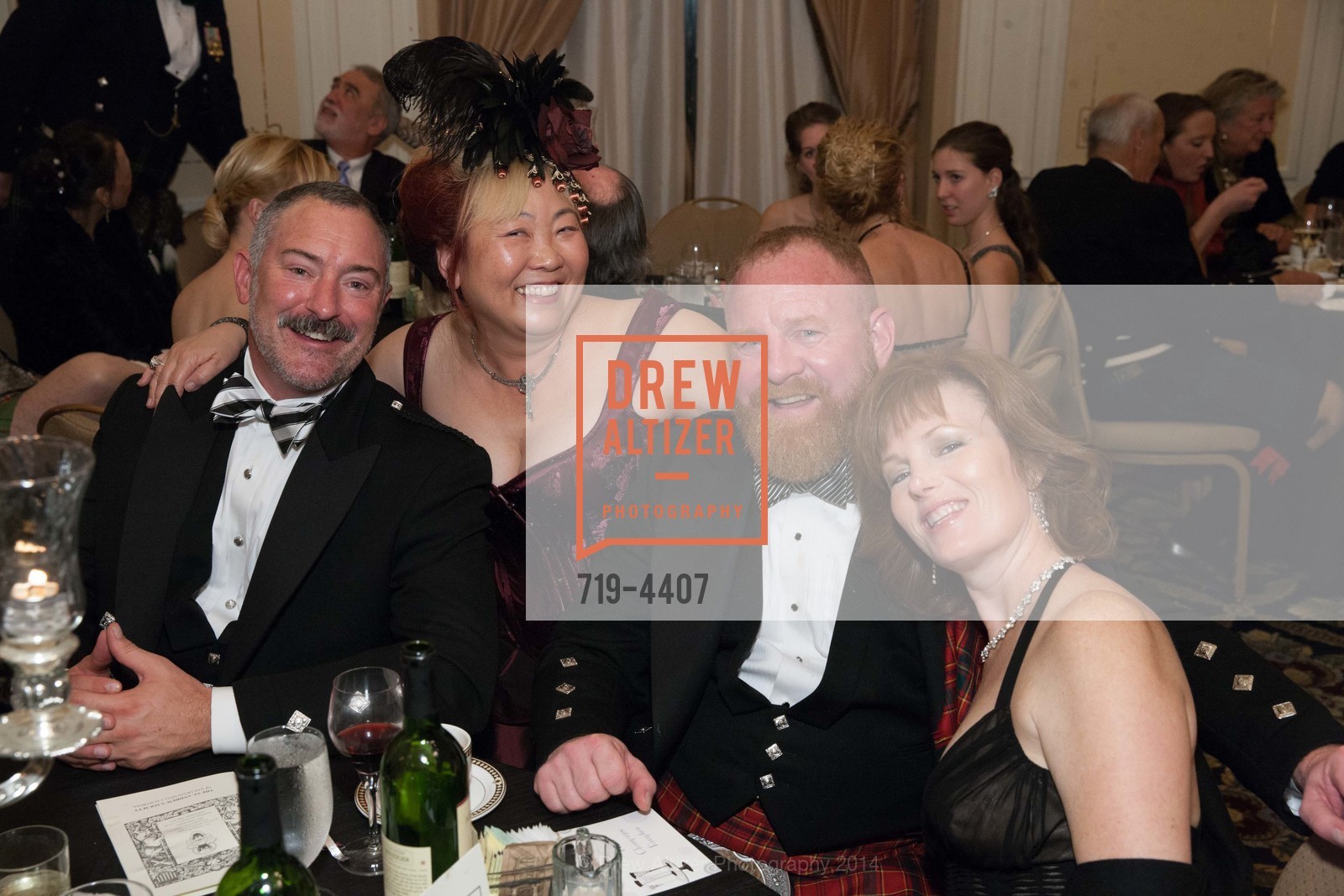 Chris Monroe, Cindy Hayashi, Eric Monroe, Cheryl Mesick, St. Andrew's 151st Banquet and Ball, US, November 30th, 2014, Photo #719-4407 Chris Monroe, Cindy Hayashi, Eric Monroe, Cheryl Mesick, Photo #719-4407