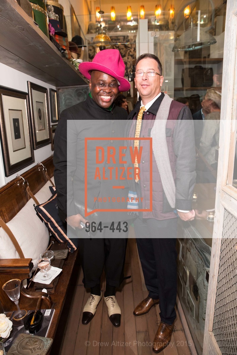 Kelvin Malone, Vincent Dacaux, J.RACHMAN GRAND OPENING AND BOOK SIGNING BY ALISON CARLSON "THE MAN WITHIN", JONATHAN RACHMAN DESIGN. JONATHAN RACHMAN DESIGN, . 1632C MARKET ST, November 5th, 2015, Photo #964-443 Kelvin Malone, Vincent Dacaux, Photo #964-443