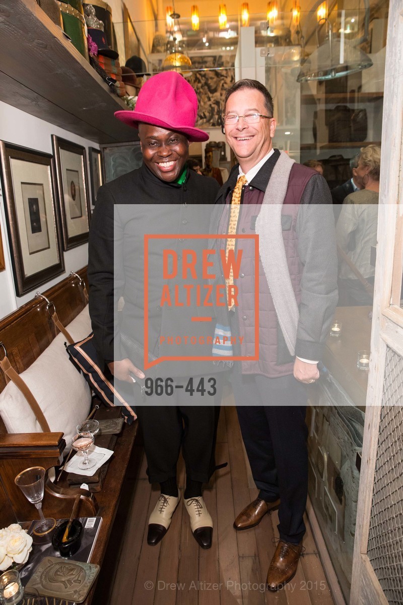 Kelvin Malone, Vincent Dacaux, J.RACHMAN GRAND OPENING AND BOOK SIGNING BY ALISON CARLSON "THE MAN WITHIN", JONATHAN RACHMAN DESIGN. JONATHAN RACHMAN DESIGN, . 1632C MARKET ST, November 5th, 2015, Photo #966-443 Kelvin Malone, Vincent Dacaux, Photo #966-443