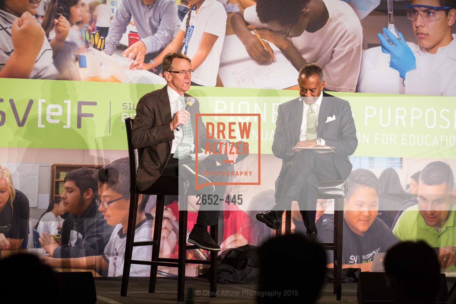 John Doerr, John W. Thompson, Silicon Valley Education Foundation's PIONEERS & PURPOSE, Computer History Museum. 1401 N. Shoreline Blvd, November 4th, 2015,Drew Altizer, Drew Altizer Photography, full-service agency, private events, San Francisco photographer, photographer california