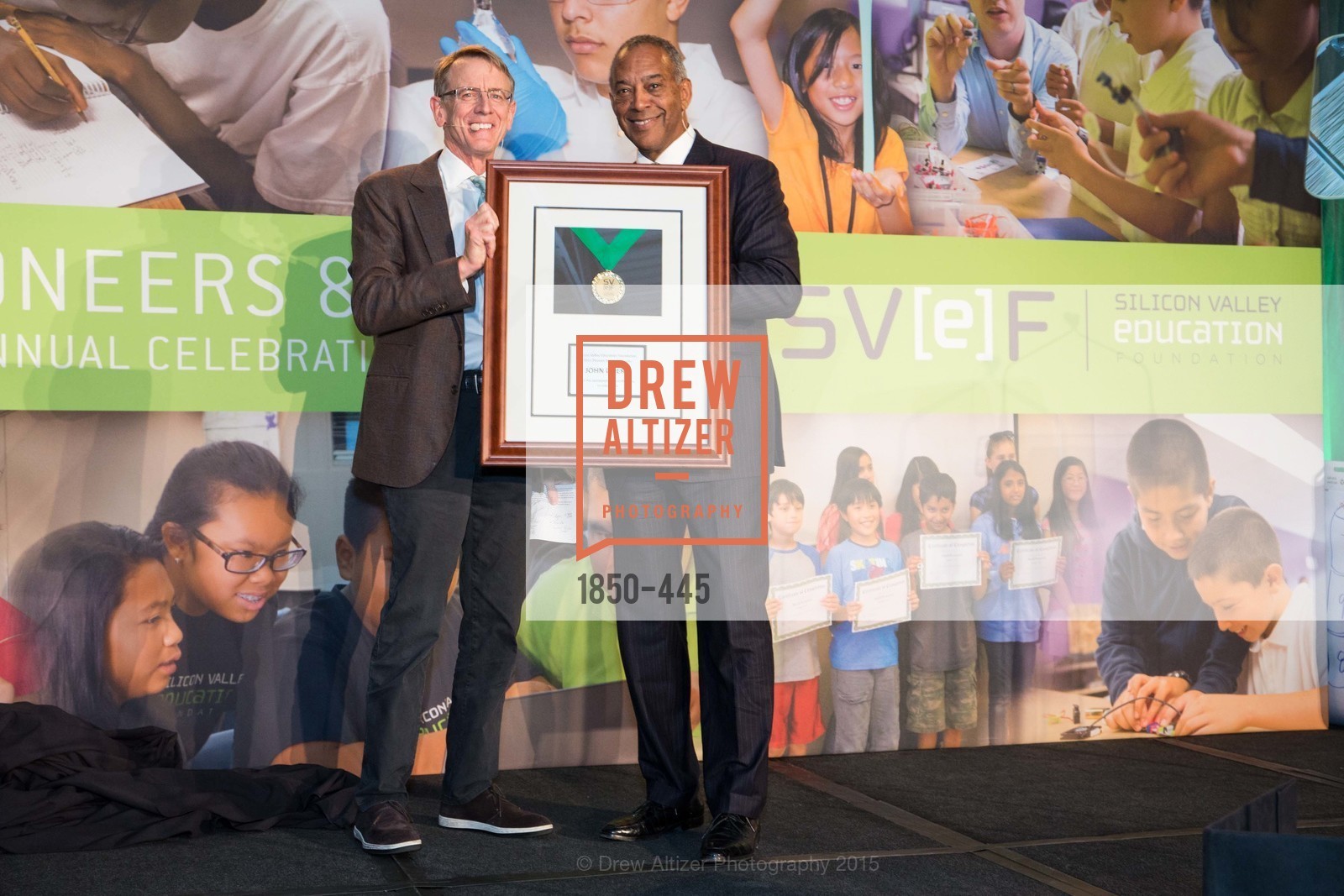John Doerr, John W. Thompson, Silicon Valley Education Foundation's PIONEERS & PURPOSE, Computer History Museum. 1401 N. Shoreline Blvd, November 4th, 2015,Drew Altizer, Drew Altizer Photography, full-service agency, private events, San Francisco photographer, photographer california