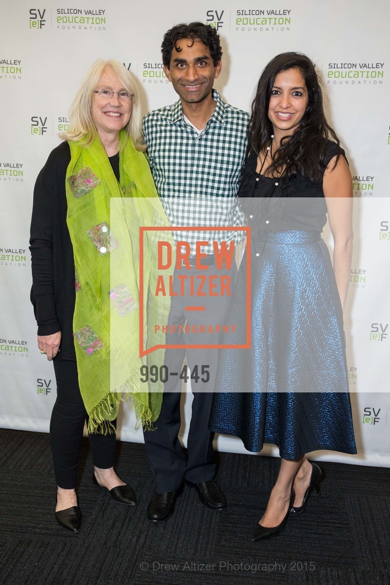 Ann Doerr, Shantanu Sinha, Seema Sinha, Silicon Valley Education Foundation's PIONEERS & PURPOSE, Computer History Museum. Computer History Museum, . 1401 N. Shoreline Blvd, November 4th, 2015, Photo #990-445 Ann Doerr, Shantanu Sinha, Seema Sinha, Photo #990-445