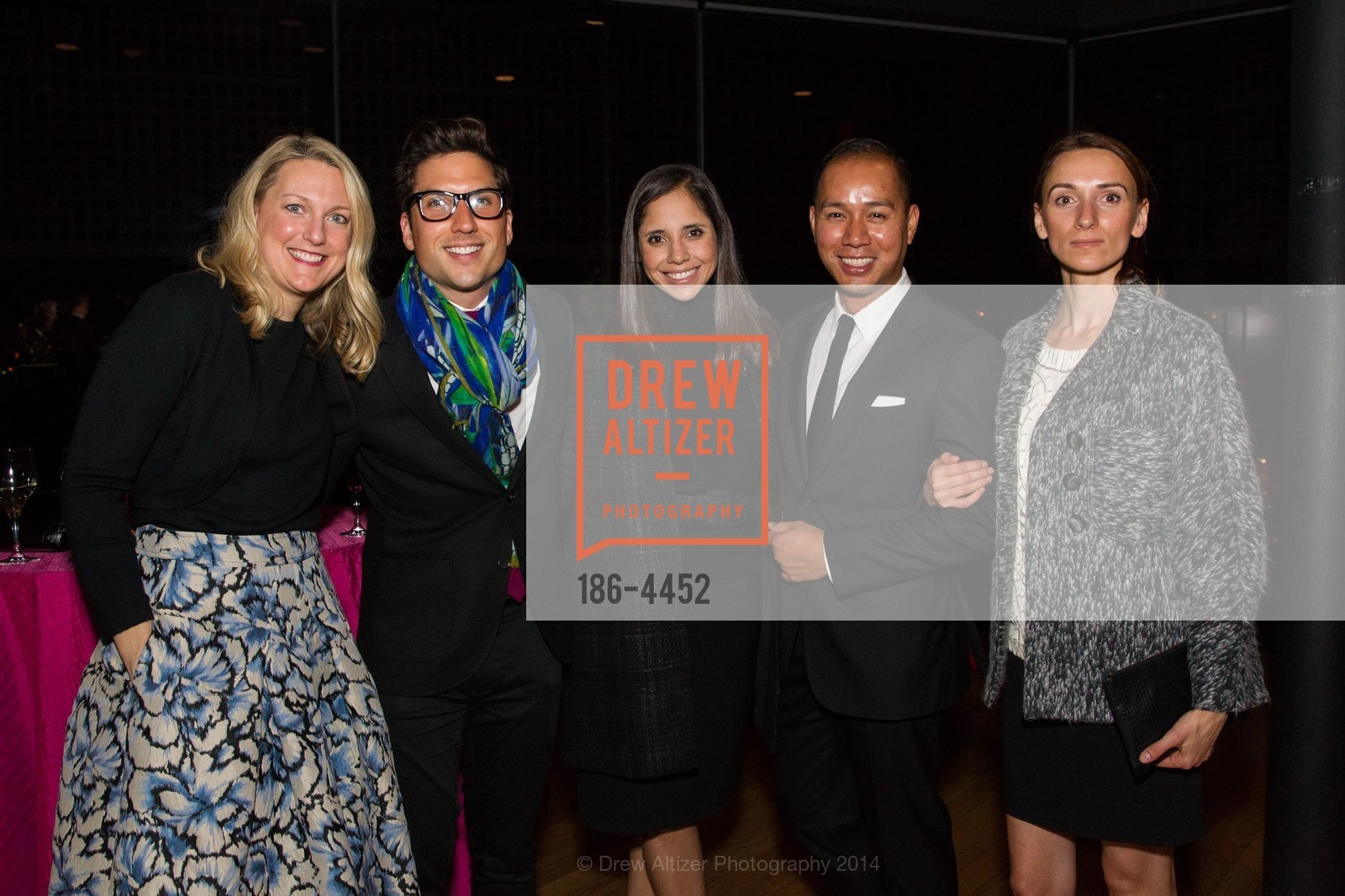 Rebecca Kita, Justin Stankiewicz, Veronica Martinez, Brian Solis, Kertu Palo, DeYOUNG TOWER Cocktail Reception Honoring Carolina Herrera, US, November 4th, 2014, Photo #186-4452 Rebecca Kita, Justin Stankiewicz, Veronica Martinez, Brian Solis, Kertu Palo, Photo #186-4452