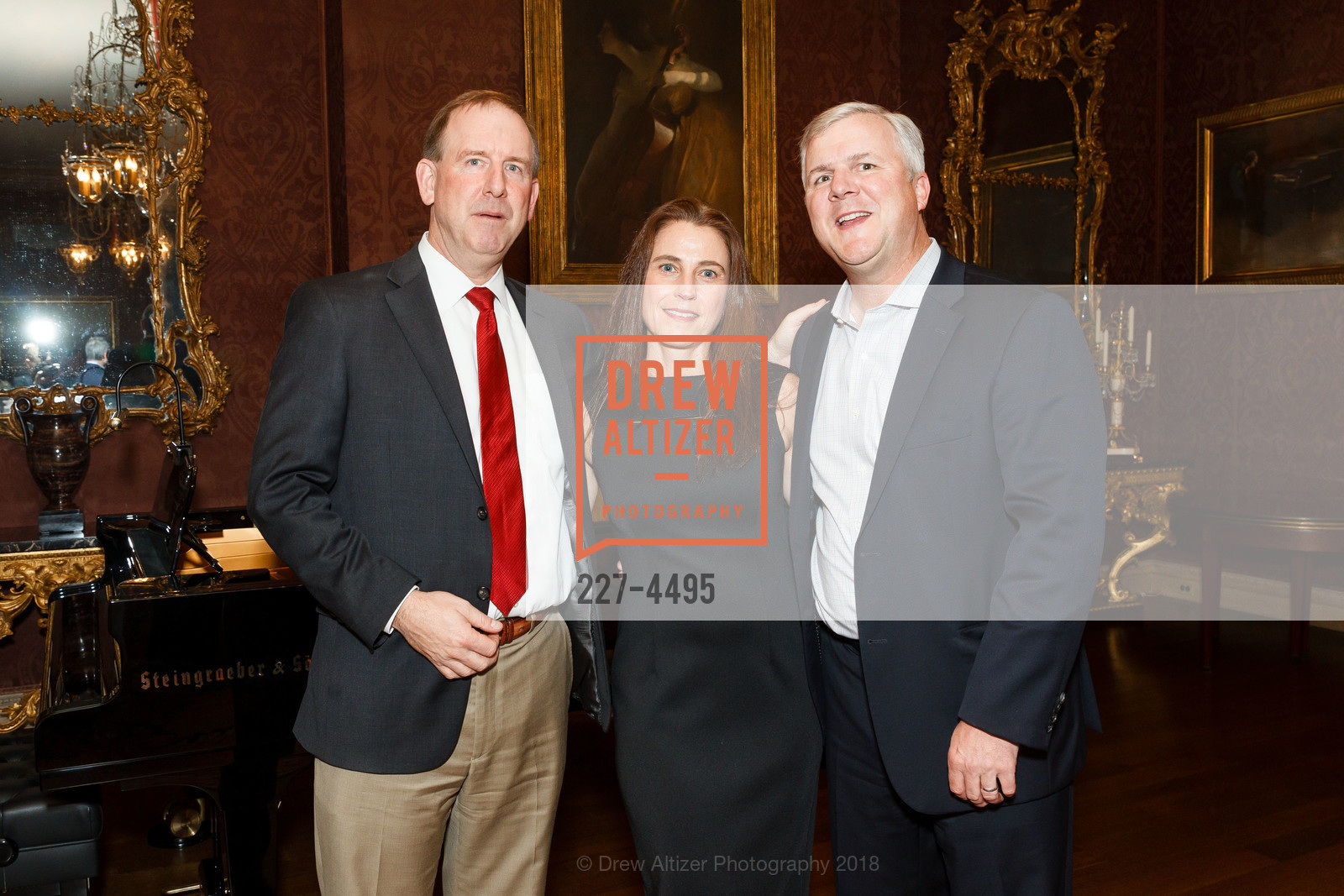 Joe Vollert, Cheryl Burnett, Brian Burnett, Gordon and Ann Getty Host the St. Ignatius Chairman Circle, Private Residence, February 15th, 2018, Photo #227-4495 Joe Vollert, Cheryl Burnett, Brian Burnett, Photo #227-4495