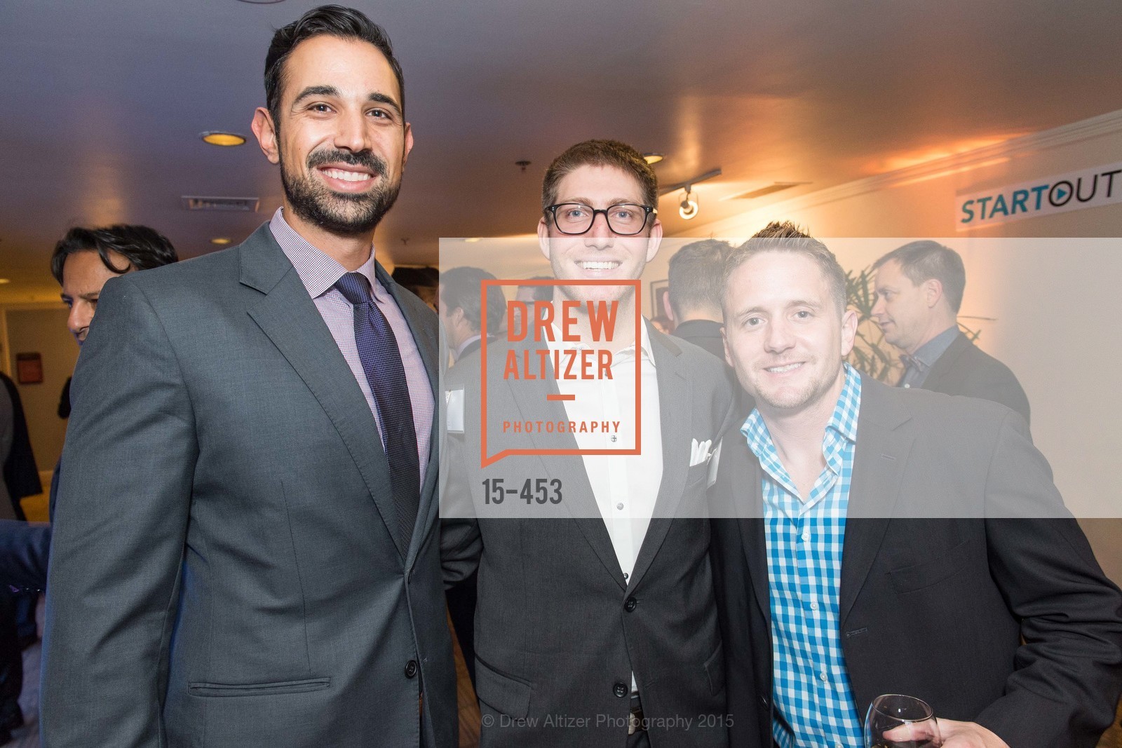 Mader Dajani, Alex Capecelatro, James Bain, The 2015 StartOut Awards, Kabuki Hotel. Kabuki Hotel, . 2525 Van Ness St, November 5th, 2015, Photo #15-453 Mader Dajani, Alex Capecelatro, James Bain, Photo #15-453