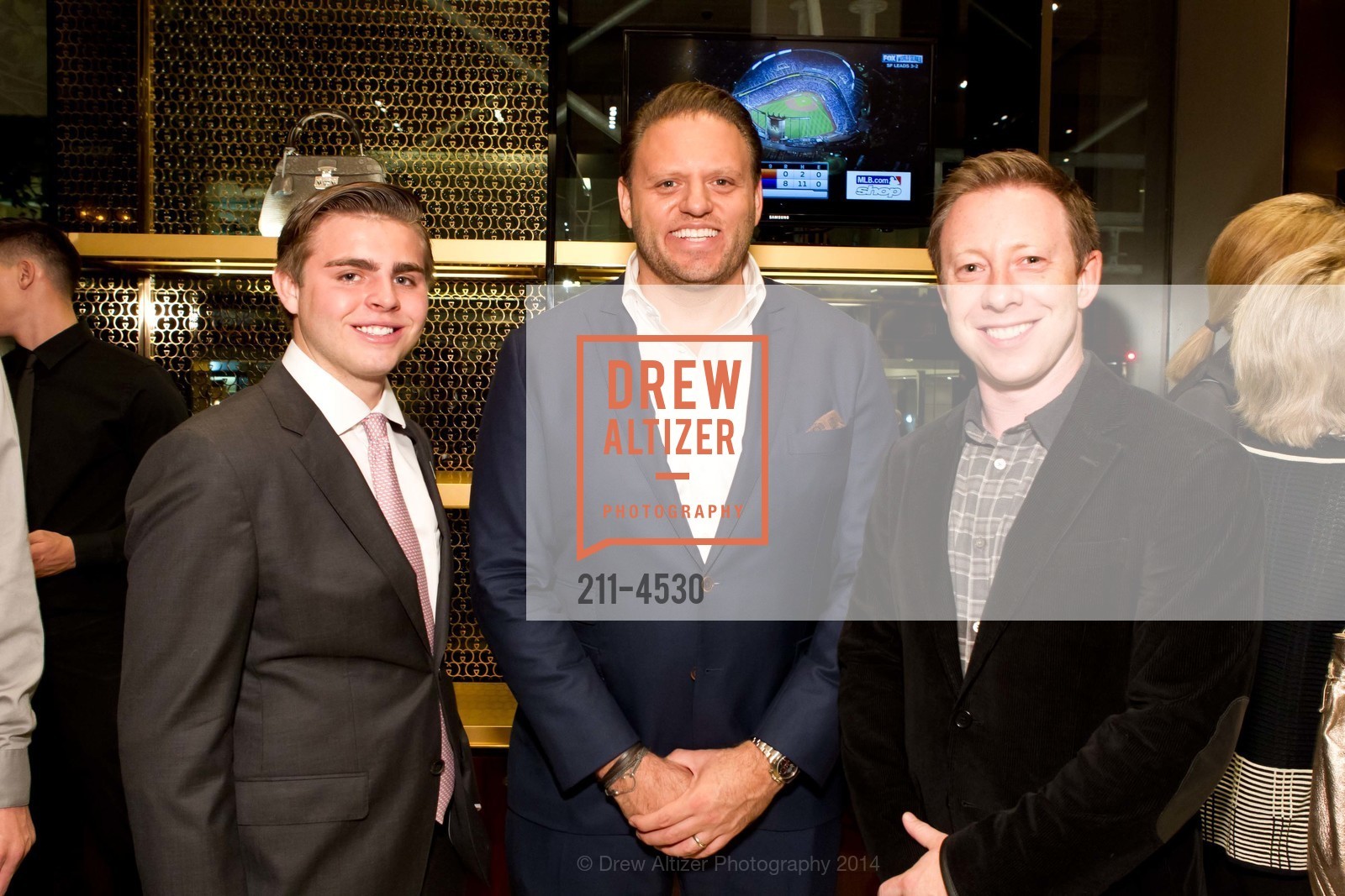 Preston Hudson, Howard Mittman, Jared Byer, Gucci and GQ cocktail party to benefit BUILD, US, October 30th, 2014, Photo #211-4530 Preston Hudson, Howard Mittman, Jared Byer, Photo #211-4530