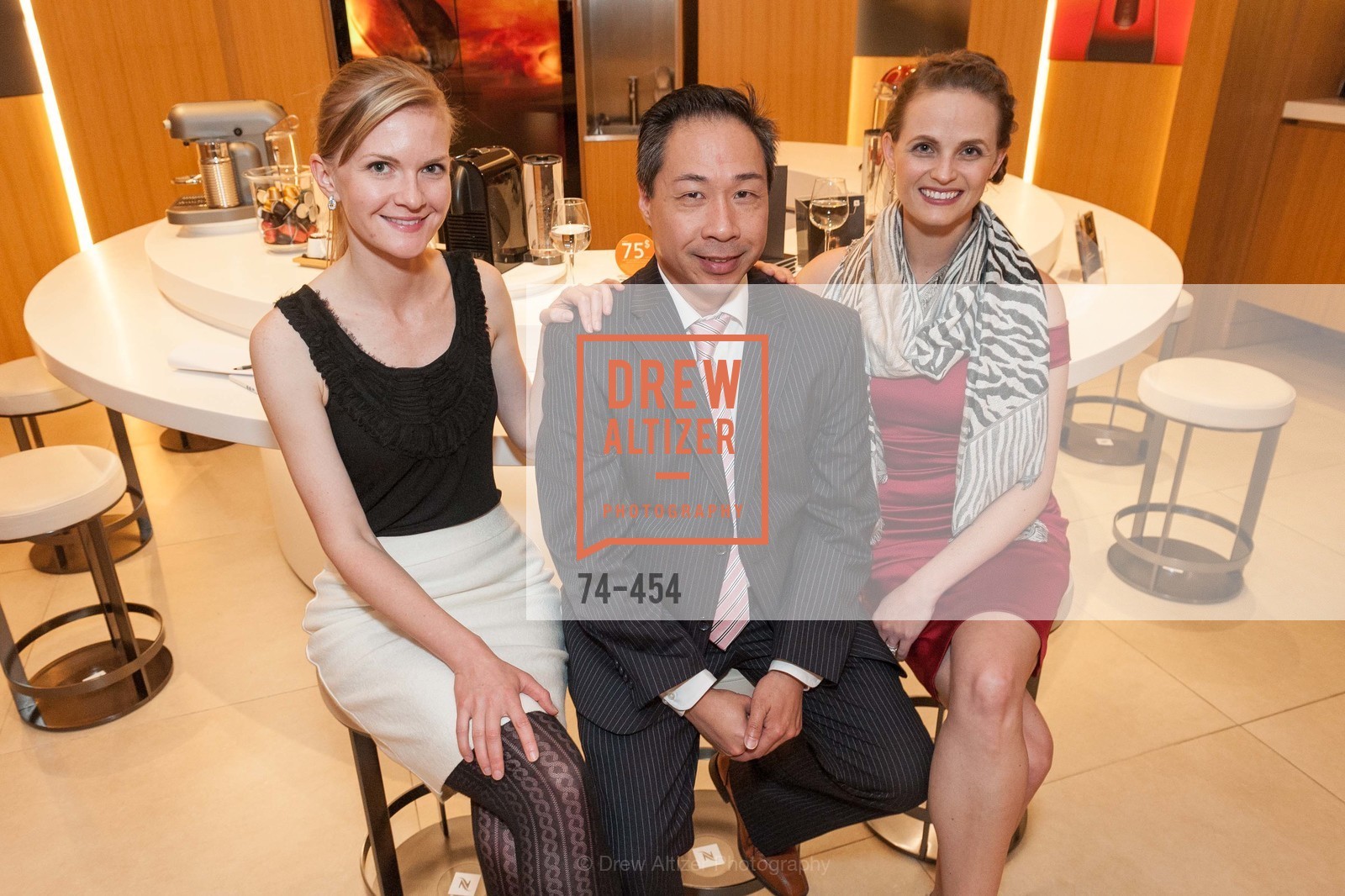 Greer Goings, Wilson Yan, Alyson Blume, 2014 SAN FRANCISCO BALLET ENCORE! Kick-Off Party, US. Nespresso Boutique Bar, 90 Grant Avenue, Photo #74-454 Greer Goings, Wilson Yan, Alyson Blume, Photo #74-454