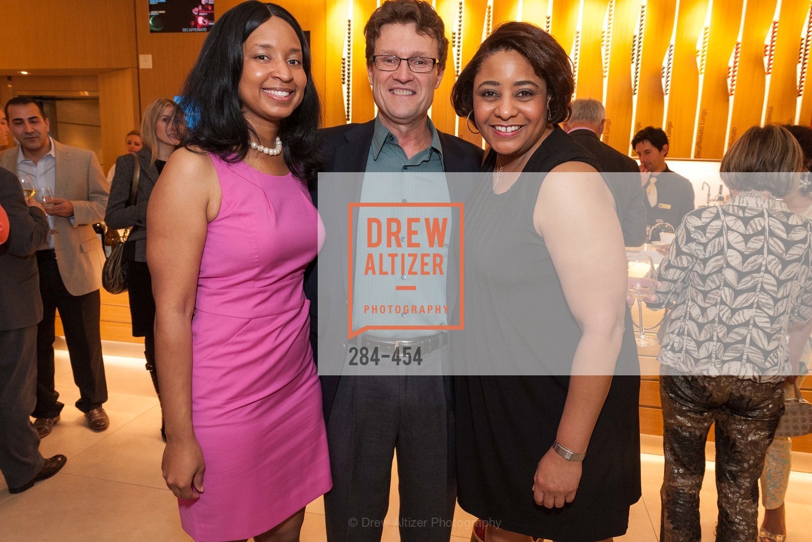 Britt Eason, Chuck Bueche, Sherri Relerford, 2014 SAN FRANCISCO BALLET ENCORE! Kick-Off Party, US. Nespresso Boutique Bar, 90 Grant Avenue, Photo #284-454 Britt Eason, Chuck Bueche, Sherri Relerford, Photo #284-454
