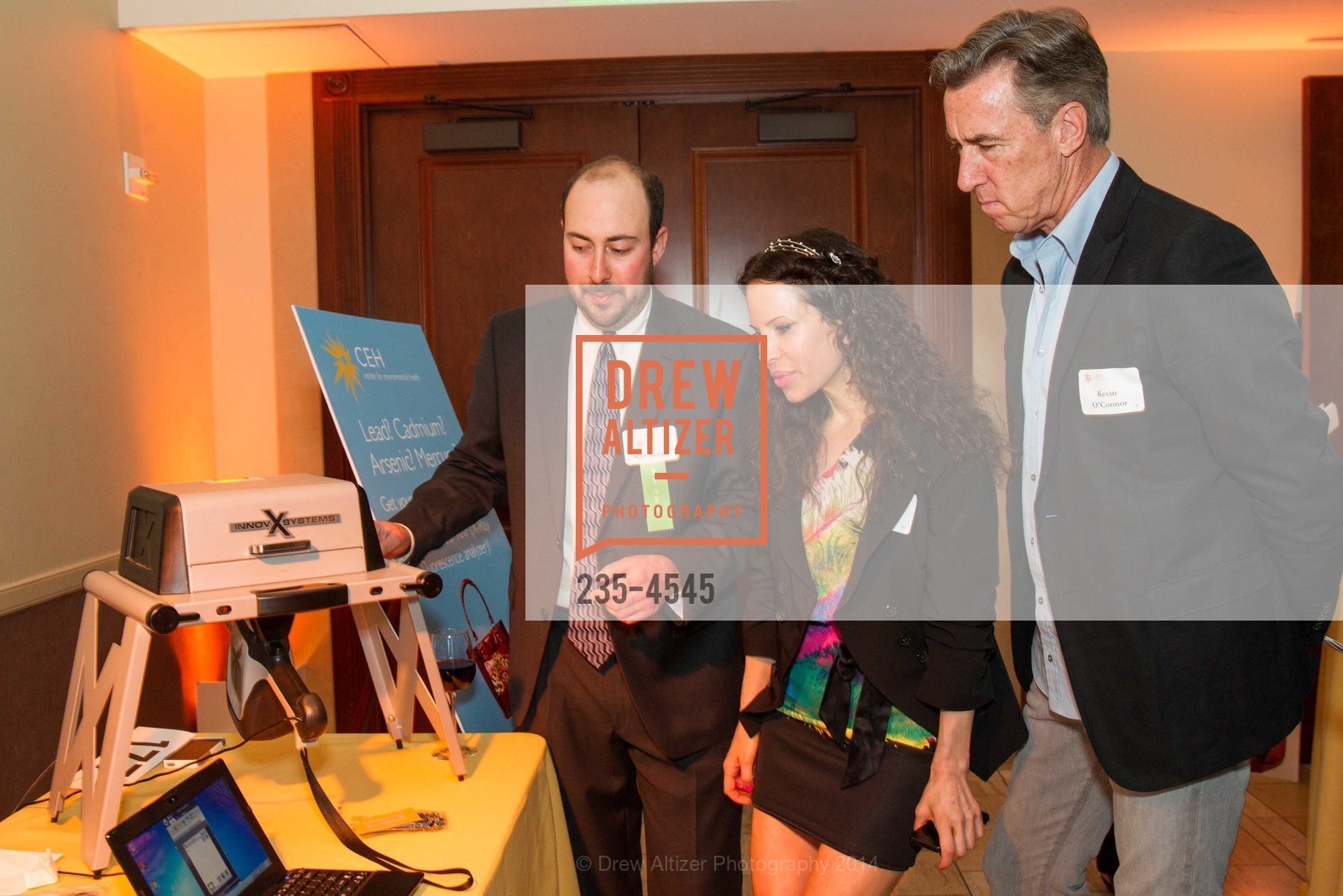 Matt Nevins, Damia Foti, Kevin O'Connor, CENTER FOR ENVIRONMENTAL HEALTH Gala 2014 at the Bently Reserve, Bently Reserve. 301 Battery Street, May 8th, 2014, Photo #235-4545 Matt Nevins, Damia Foti, Kevin O'Connor, Photo #235-4545