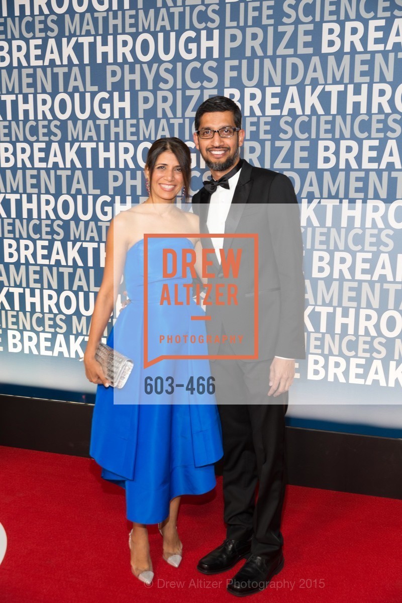 Anjali Pichai, Sundar Pichai, THE BREAKTHROUGH PRIZE Hosted By Seth MacFarlane, Ames Research Center. Naval Air Station, Moffett Field, November 8th, 2015,Drew Altizer, Drew Altizer Photography, full-service agency, private events, San Francisco photographer, photographer california