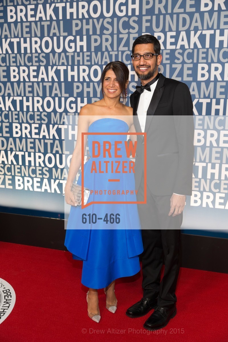 Anjali Pichai, Sundar Pichai, THE BREAKTHROUGH PRIZE Hosted By Seth MacFarlane, Ames Research Center. Naval Air Station, Moffett Field, November 8th, 2015,Drew Altizer, Drew Altizer Photography, full-service agency, private events, San Francisco photographer, photographer california