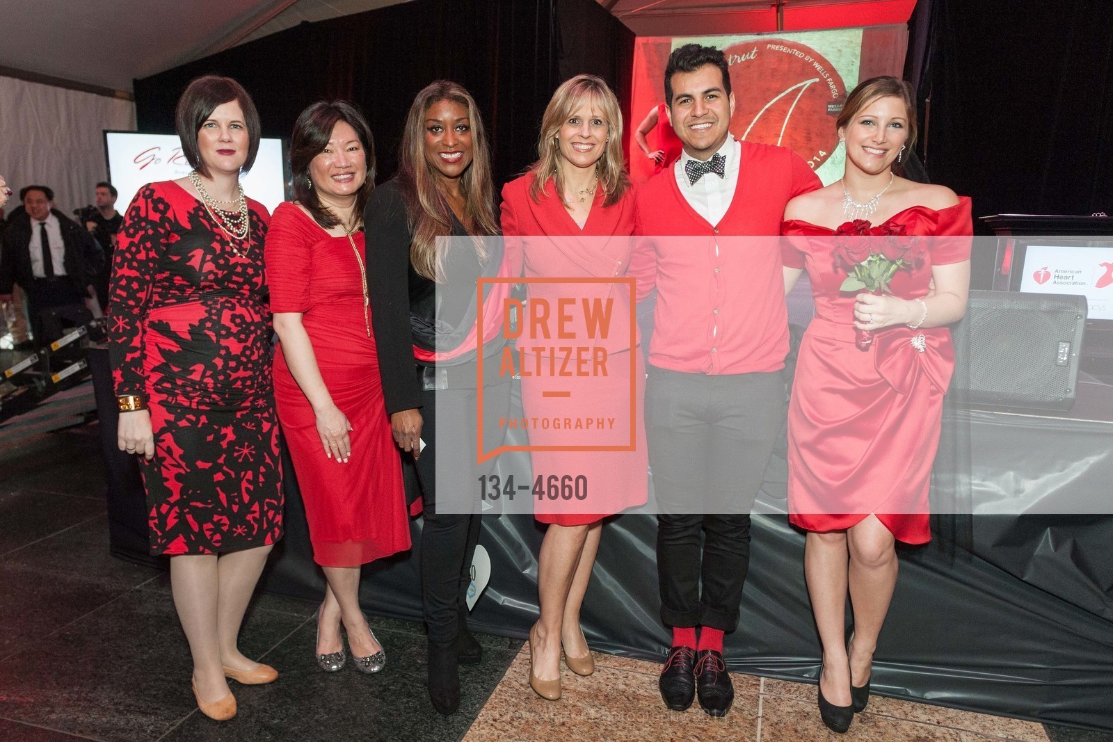 Wendy Haller, Maggie Mui, Susan Himehman, Francis Terreros, Marian Cunningham, Third Annual Go Red Strut 2014 Presented by WELLS FARGO in Support of the AMERICAN HEART ASSOCIATION, US, February 7th, 2014, Photo #134-4660 Wendy Haller, Maggie Mui, Susan Himehman, Francis Terreros, Marian Cunningham, Photo #134-4660
