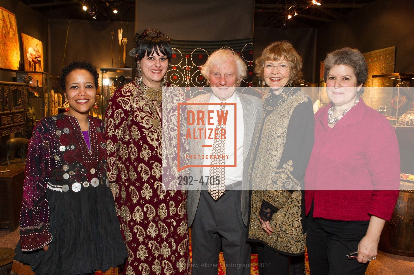 Shiffen Melaku, Linda Pastorino, Joe Rothstein, Sylvia Bergstrom, Gail Martin, San Francisco Tribal & Textile Arts Show Opening Preview Gala, US, February 6th, 2014, Photo #292-4705 Shiffen Melaku, Linda Pastorino, Joe Rothstein, Sylvia Bergstrom, Gail Martin, Photo #292-4705