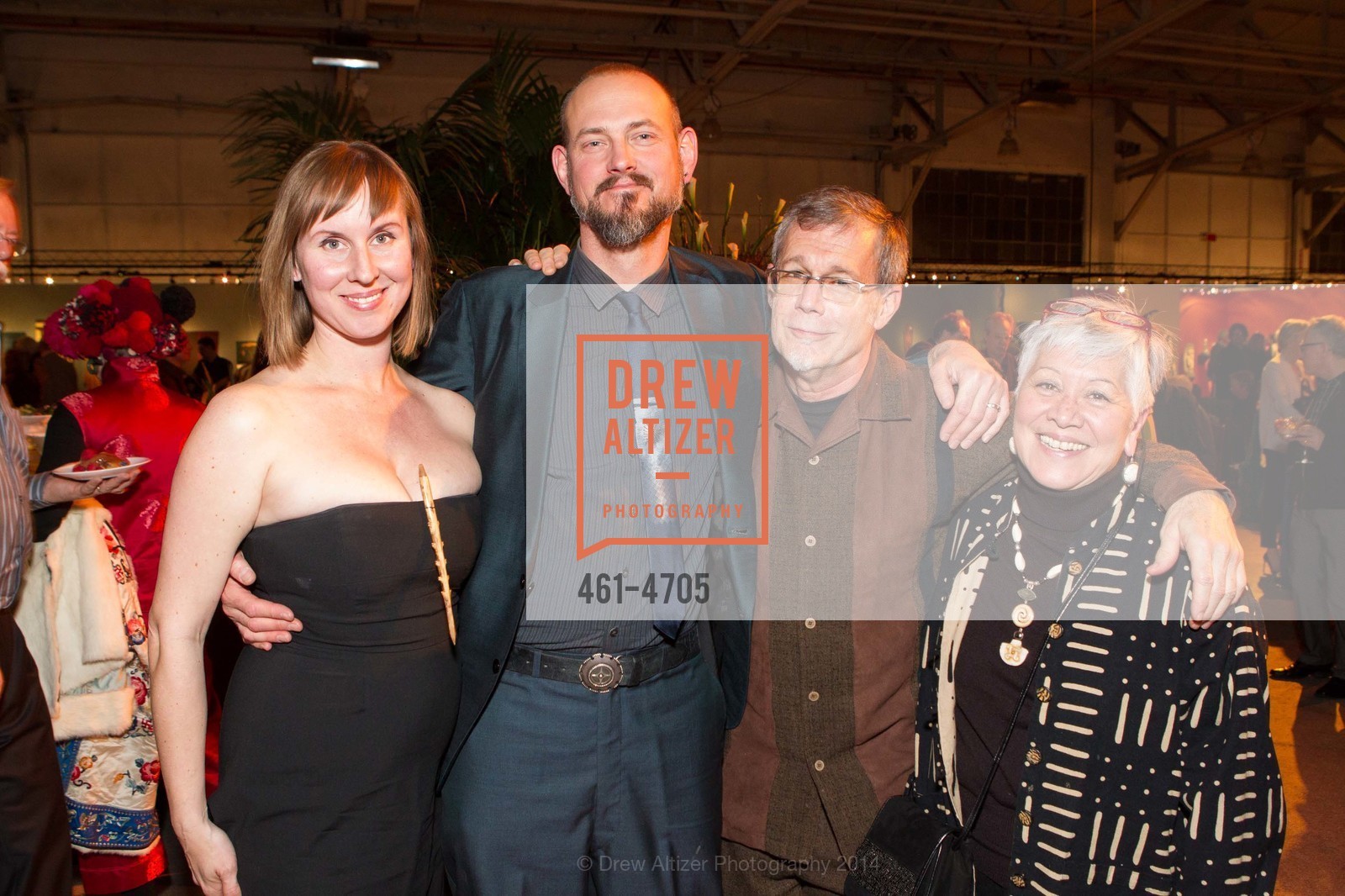 Ainsley Lindbergs, Ingmars Lindbergs, Jim Haas, Claudia Haas, San Francisco Tribal & Textile Arts Show Opening Preview Gala, US, February 6th, 2014, Photo #461-4705 Ainsley Lindbergs, Ingmars Lindbergs, Jim Haas, Claudia Haas, Photo #461-4705