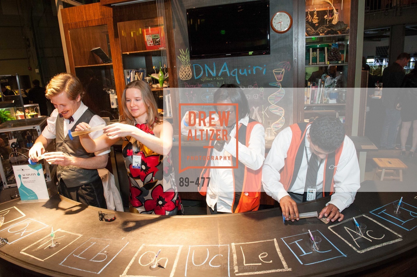 Koarli Woodward, Dede Williams, Mohammed Molik, THE EXPLORATORIUM LAB Presents 2014 Science of Cocktails, US. US, . US, Photo #89-477 Koarli Woodward, Dede Williams, Mohammed Molik, Photo #89-477