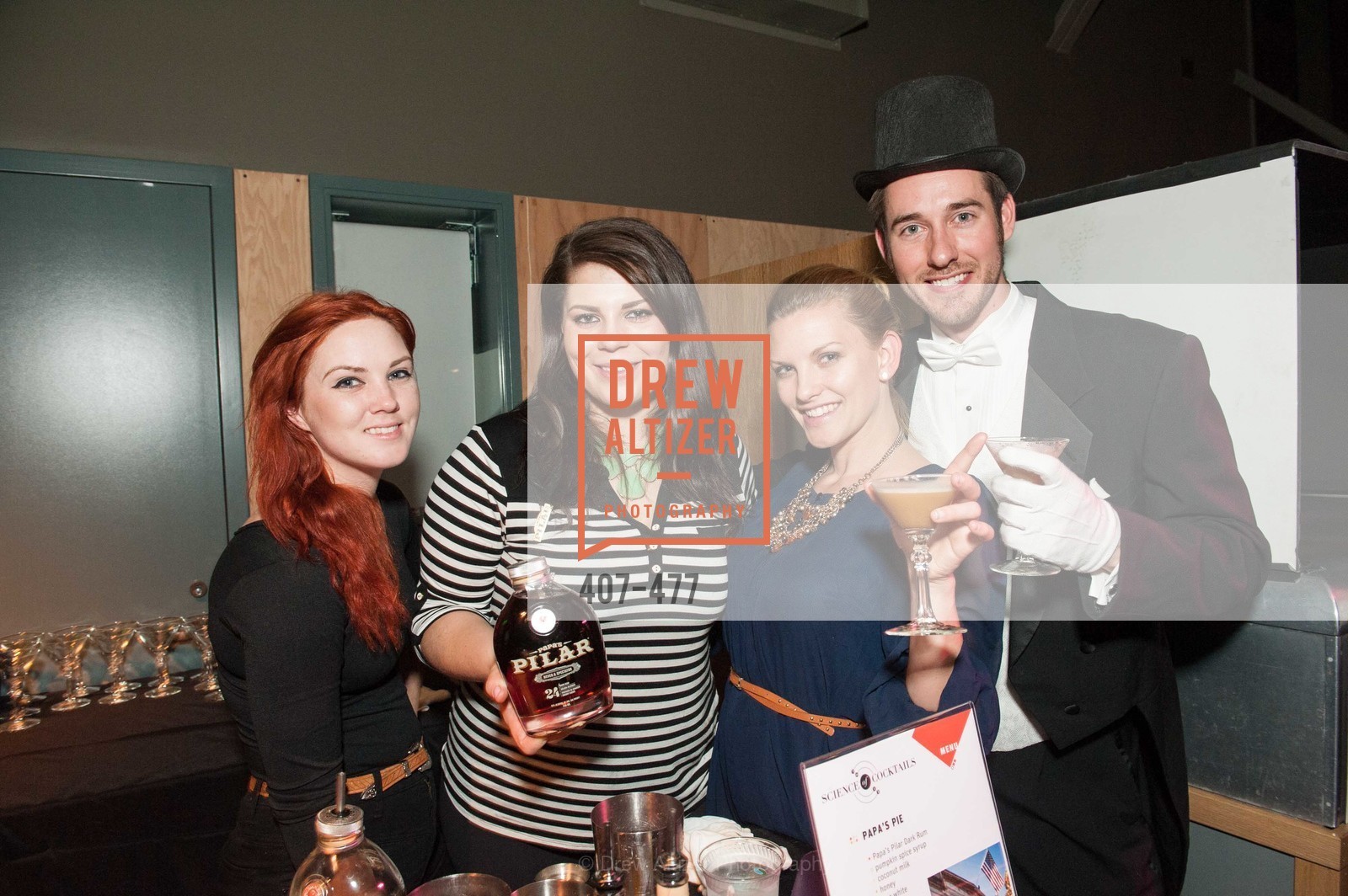 Elizabeth Fale, Jesse Lorraine, Jessica Choate, Thomas Jefferson, THE EXPLORATORIUM LAB Presents 2014 Science of Cocktails, US. US, January 24th, 2014,Drew Altizer, Drew Altizer Photography, full-service agency, private events, San Francisco photographer, photographer california