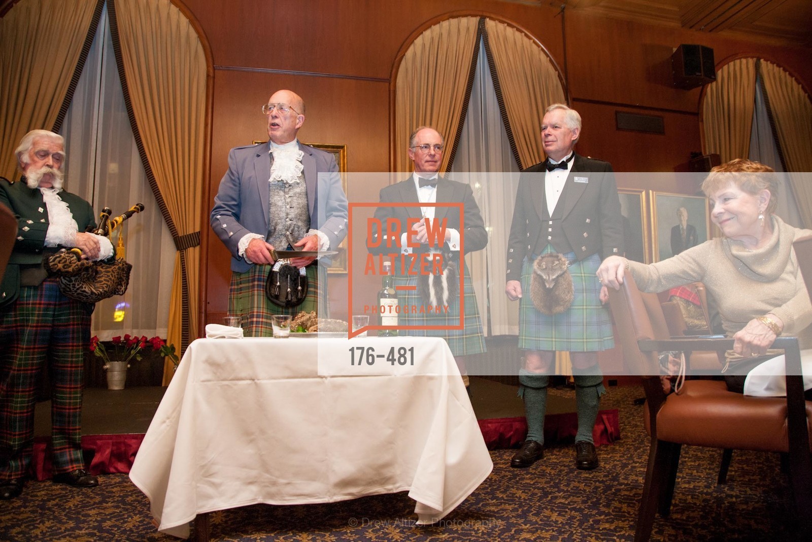 Jek Cunningham, Fred Macondray, Bruce McMillan, Kent Walker, ST. ANDREW'S SOCIETY OF SAN FRANCISCO'S Traditional Burns Night Supper 2014, US. US, January 25th, 2014,Drew Altizer, Drew Altizer Photography, full-service agency, private events, San Francisco photographer, photographer california