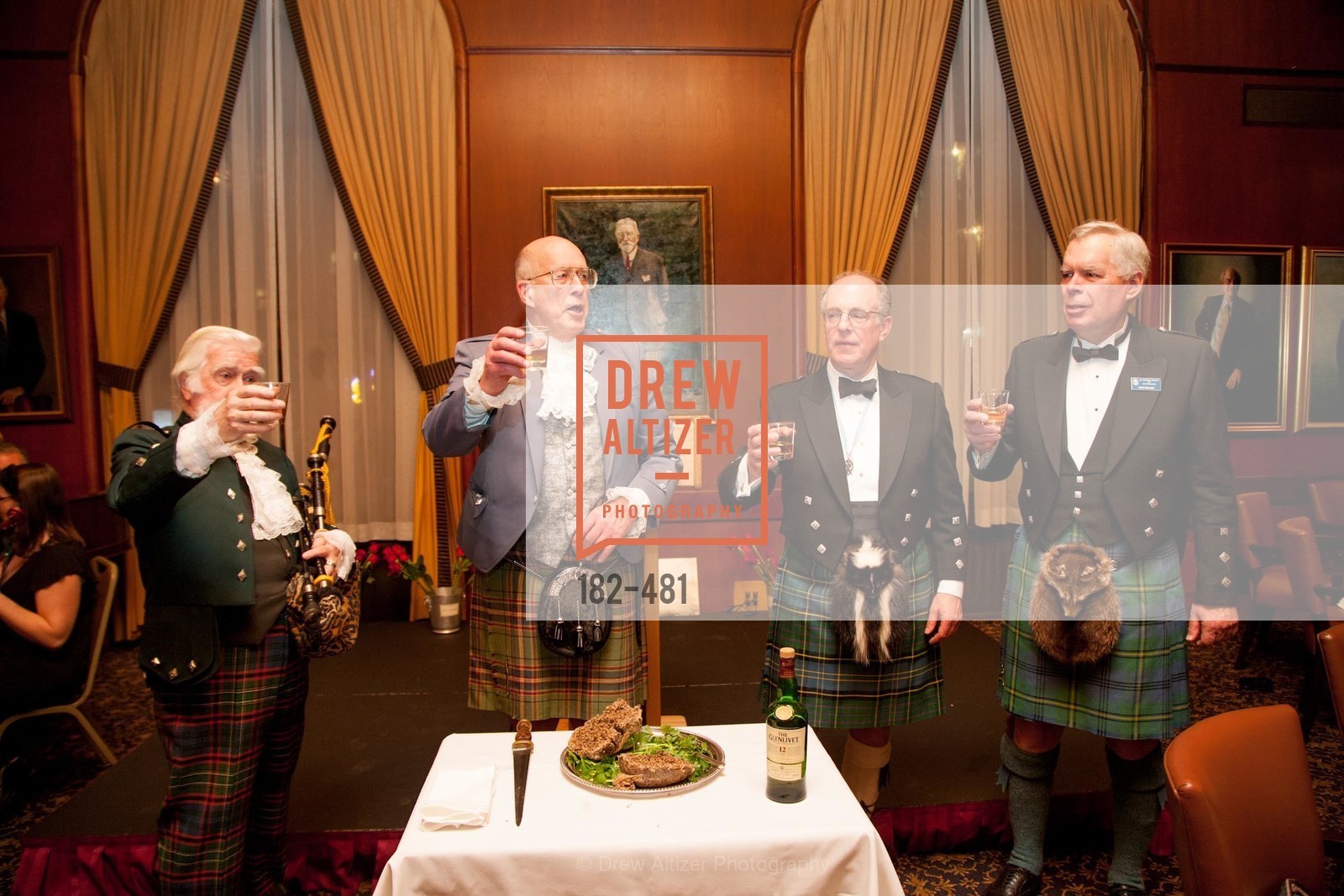 Jek Cunningham, Fred Macondray, Bruce McMillan, Kent Walker, ST. ANDREW'S SOCIETY OF SAN FRANCISCO'S Traditional Burns Night Supper 2014, US. US, January 25th, 2014,Drew Altizer, Drew Altizer Photography, full-service event agency, private events, San Francisco photographer, photographer California