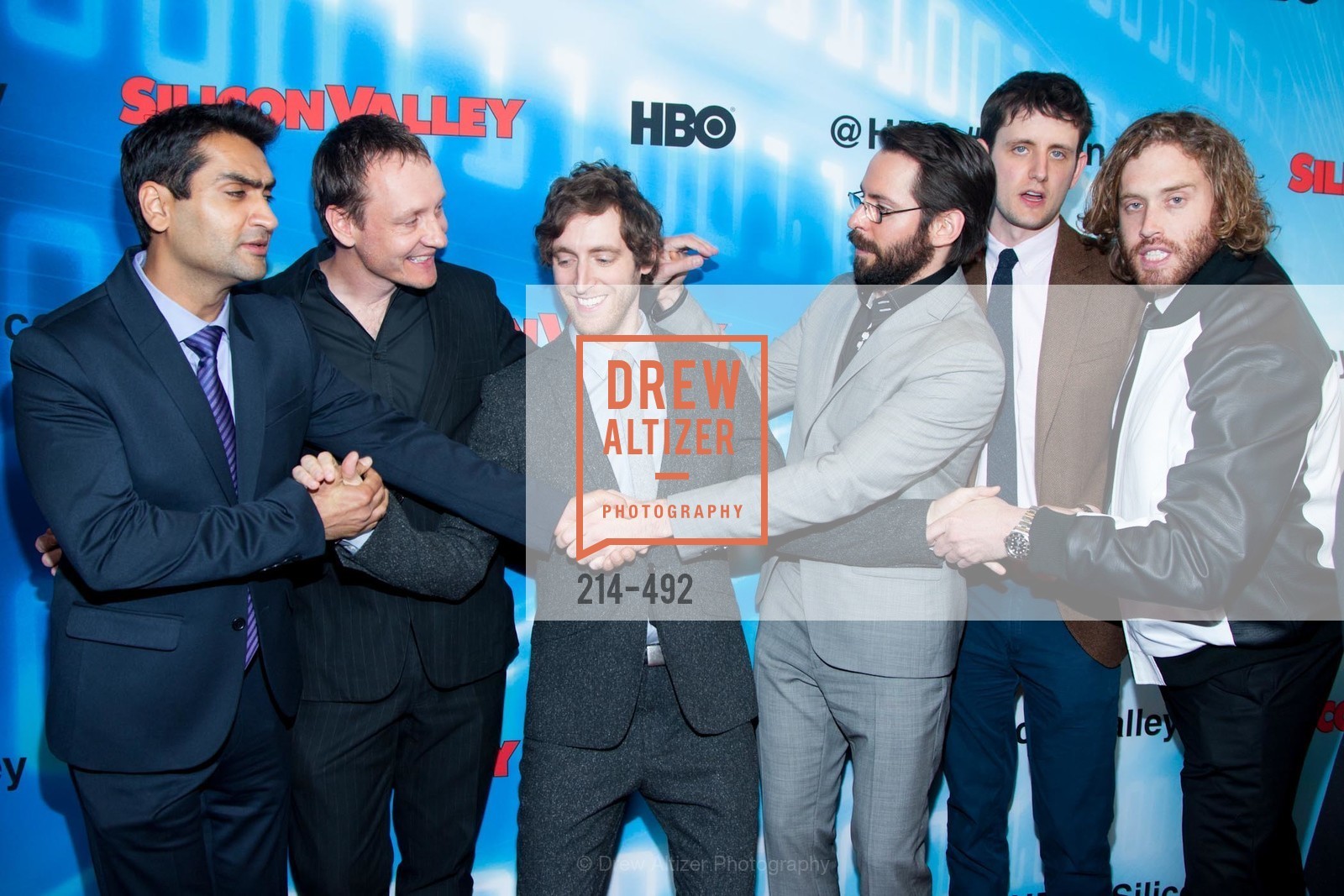 Kumail Nanjiani, Alec Berg, Thomas Middleditch, Martin Starr, Zach Woods, TJ Miller, HBO Original Series 'Silicon Valley' Bay Area Premiere, US. US, April 2nd, 2014,Drew Altizer, Drew Altizer Photography, full-service agency, private events, San Francisco photographer, photographer california