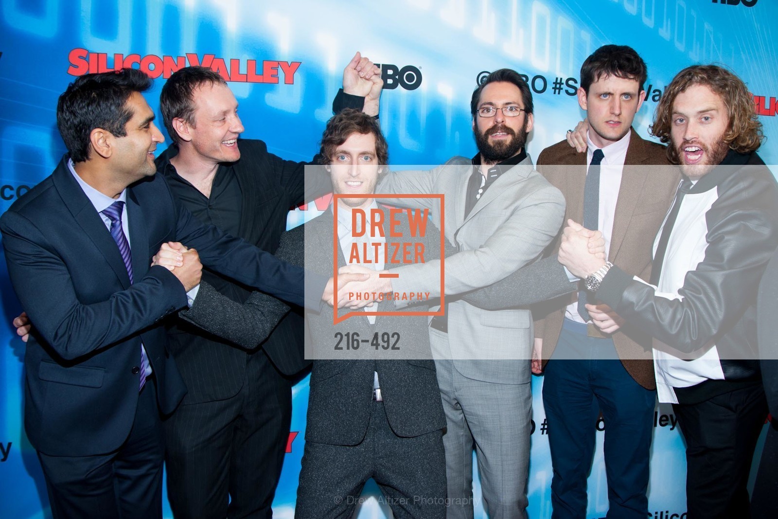 Kumail Nanjiani, Alec Berg, Thomas Middleditch, Martin Starr, Zach Woods, TJ Miller, HBO Original Series 'Silicon Valley' Bay Area Premiere, US. US, April 2nd, 2014,Drew Altizer, Drew Altizer Photography, full-service agency, private events, San Francisco photographer, photographer california