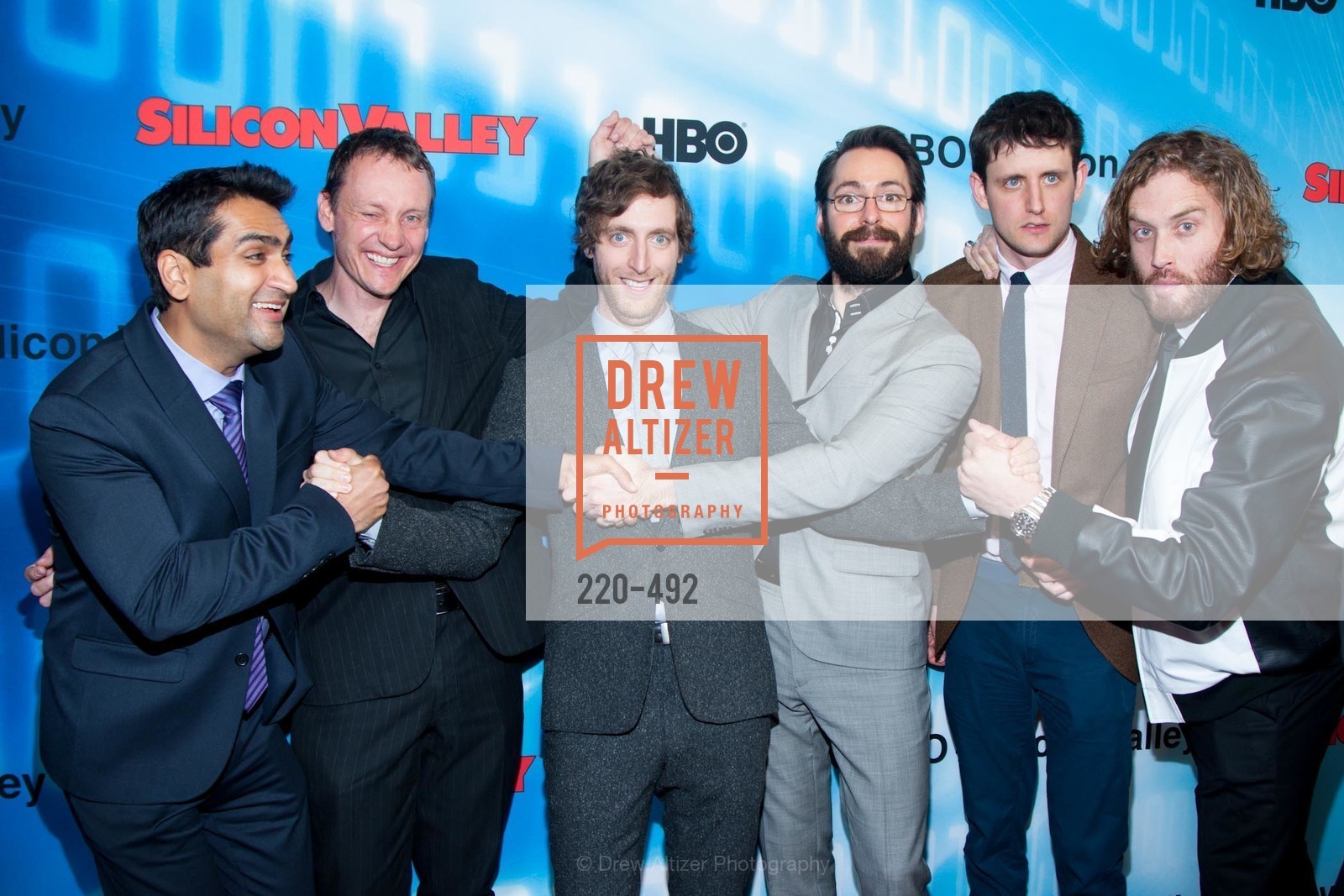 Kumail Nanjiani, Alec Berg, Thomas Middleditch, Martin Starr, Zach Woods, TJ Miller, HBO Original Series 'Silicon Valley' Bay Area Premiere, US. US, April 2nd, 2014,Drew Altizer, Drew Altizer Photography, full-service agency, private events, San Francisco photographer, photographer california