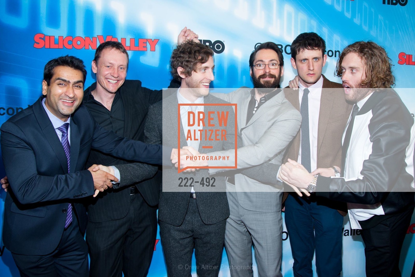 Kumail Nanjiani, Alec Berg, Thomas Middleditch, Martin Starr, Zach Woods, TJ Miller, HBO Original Series 'Silicon Valley' Bay Area Premiere, US. US, April 2nd, 2014,Drew Altizer, Drew Altizer Photography, full-service agency, private events, San Francisco photographer, photographer california