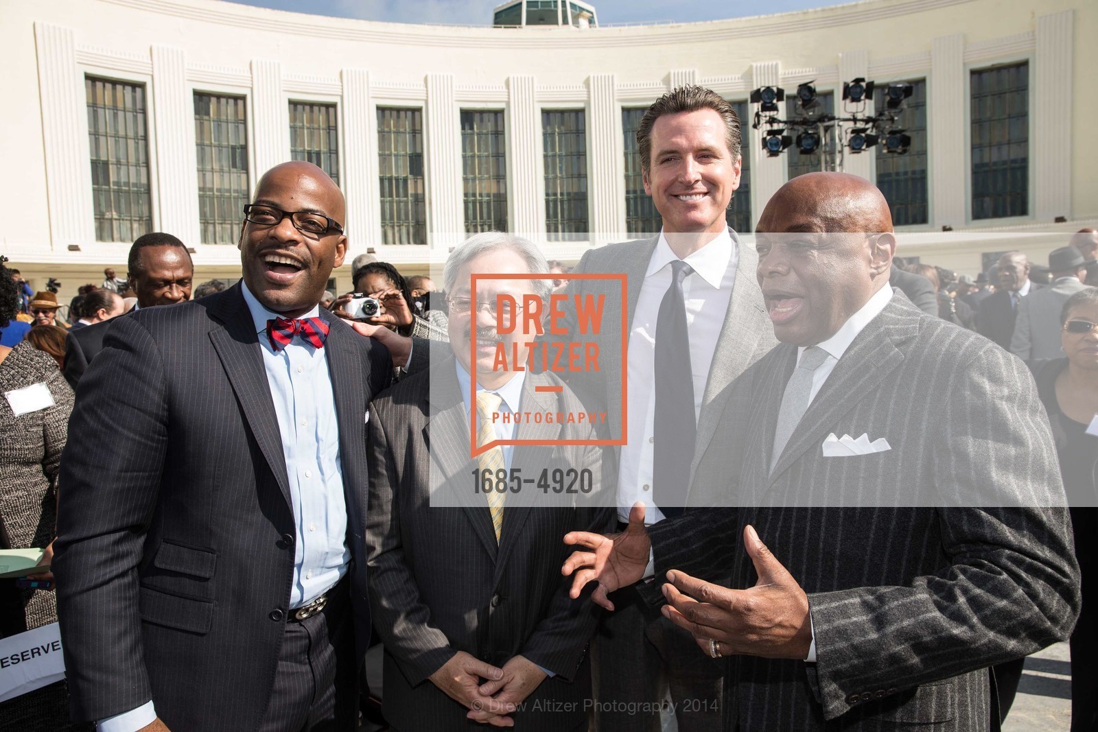 Isadore Hall, Mayor Ed Lee, Gavin Newsom, Willie Brown, WILLIE L BROWN JR BRIDGE Opening, US, February 11th, 2014, Photo #1685-4920 Isadore Hall, Mayor Ed Lee, Gavin Newsom, Willie Brown, Photo #1685-4920