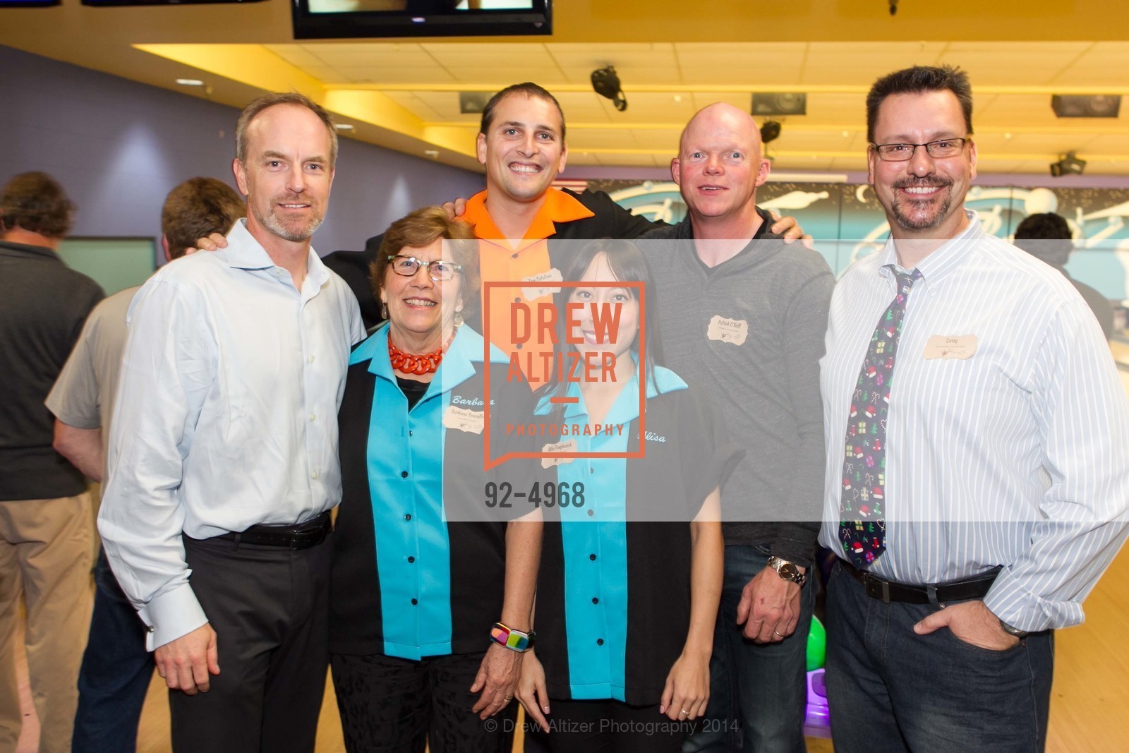 Stephen Verner, Barbara Scavullo, Thomas Cavtalano, Alisa Tanphanich, Patrick O'Neill, Larry Steele, SCAVULLO DESIGN & WHITESIDE MANAGEMENT Bowling Party, US, December 5th, 2014, Photo #92-4968 Stephen Verner, Barbara Scavullo, Thomas Cavtalano, Alisa Tanphanich, Patrick O'Neill, Larry Steele, Photo #92-4968