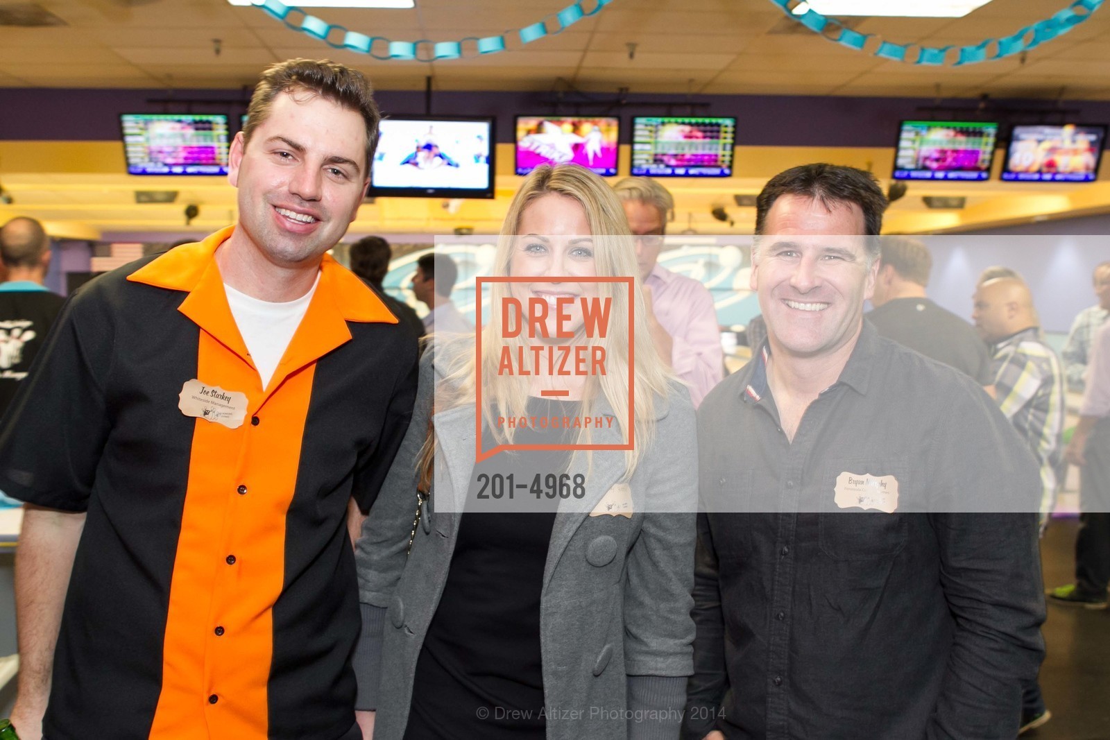 Joe Starkey, Courtney Roth, Bryan Murphy, SCAVULLO DESIGN & WHITESIDE MANAGEMENT Bowling Party, US, December 5th, 2014, Photo #201-4968 Joe Starkey, Courtney Roth, Bryan Murphy, Photo #201-4968