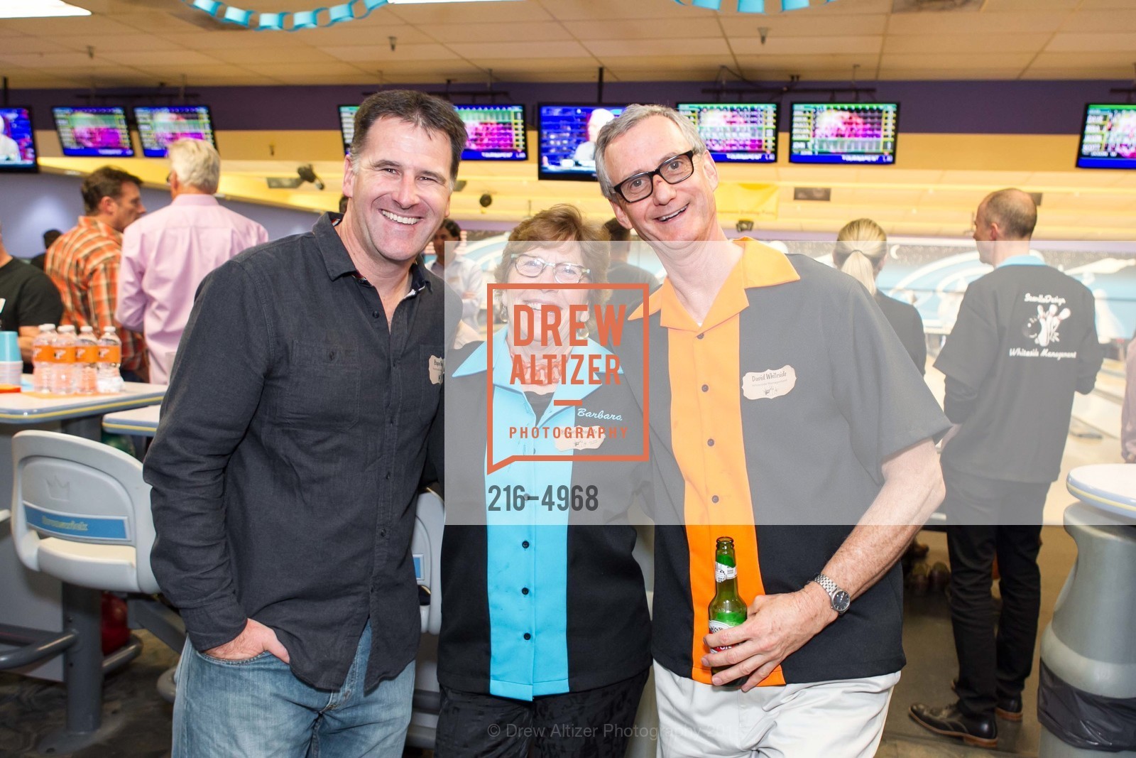 Bryan Murphy, Barbara Scavullo, David Whiteside, SCAVULLO DESIGN & WHITESIDE MANAGEMENT Bowling Party, US, December 5th, 2014, Photo #216-4968 Bryan Murphy, Barbara Scavullo, David Whiteside, Photo #216-4968