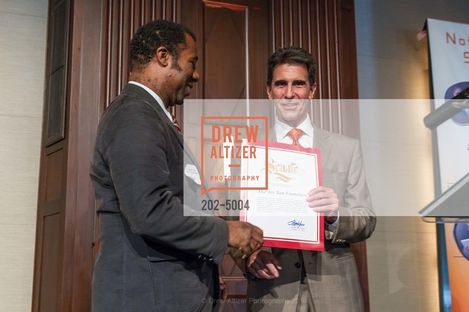 Donald Fields, Mark Leno, THE ARC 13th Annual Breakfast, US, October 24th, 2014, Photo #202-5004 Donald Fields, Mark Leno, Photo #202-5004