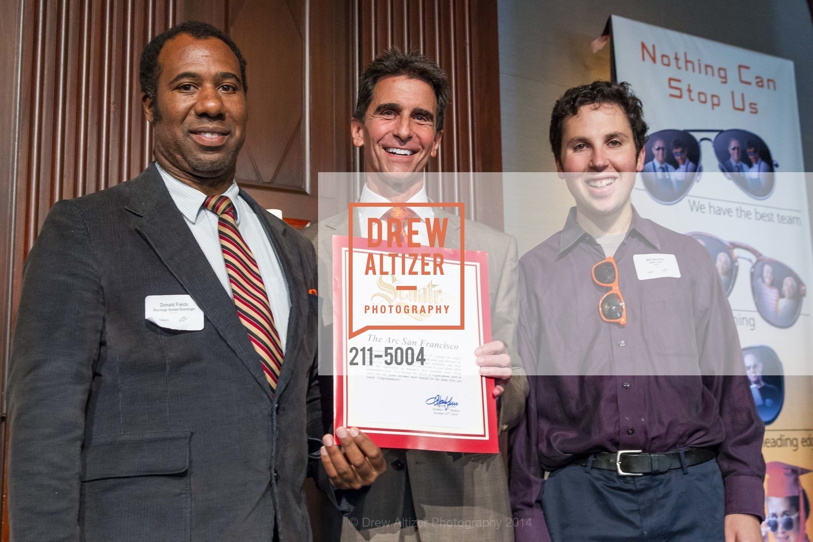 Donald Fields, Mark Leno, Will Bernick, THE ARC 13th Annual Breakfast, US, October 24th, 2014, Photo #211-5004 Donald Fields, Mark Leno, Will Bernick, Photo #211-5004