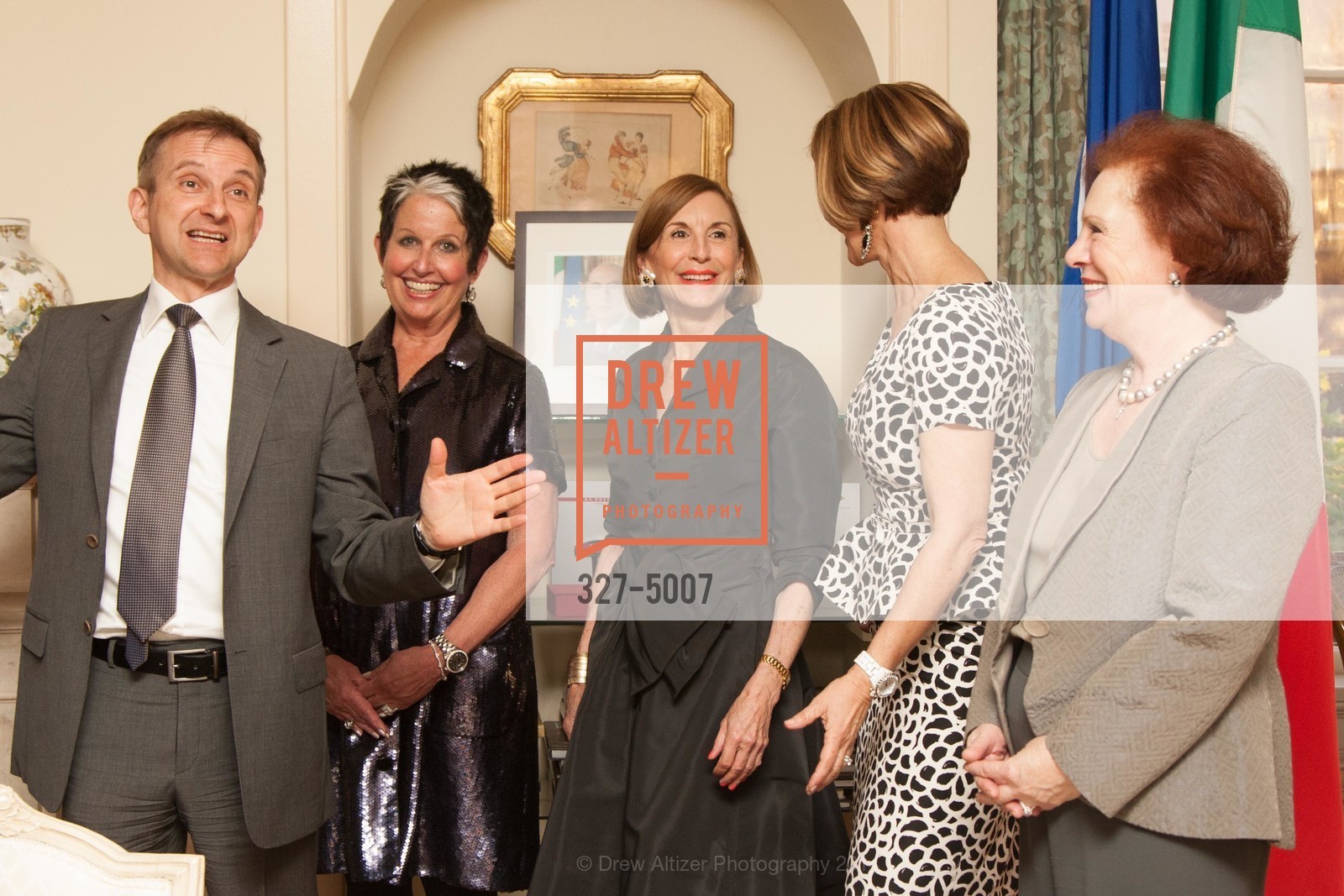 Mauro Battocchi, Karen Kubin, Marsha Monro, Katie Jarman, Romana Bracco, SF OPERA GUILD POpera! Benefactor Party at the ITALIAN CONSULATE, US, March 20th, 2014, Photo #327-5007 Mauro Battocchi, Karen Kubin, Marsha Monro, Katie Jarman, Romana Bracco, Photo #327-5007