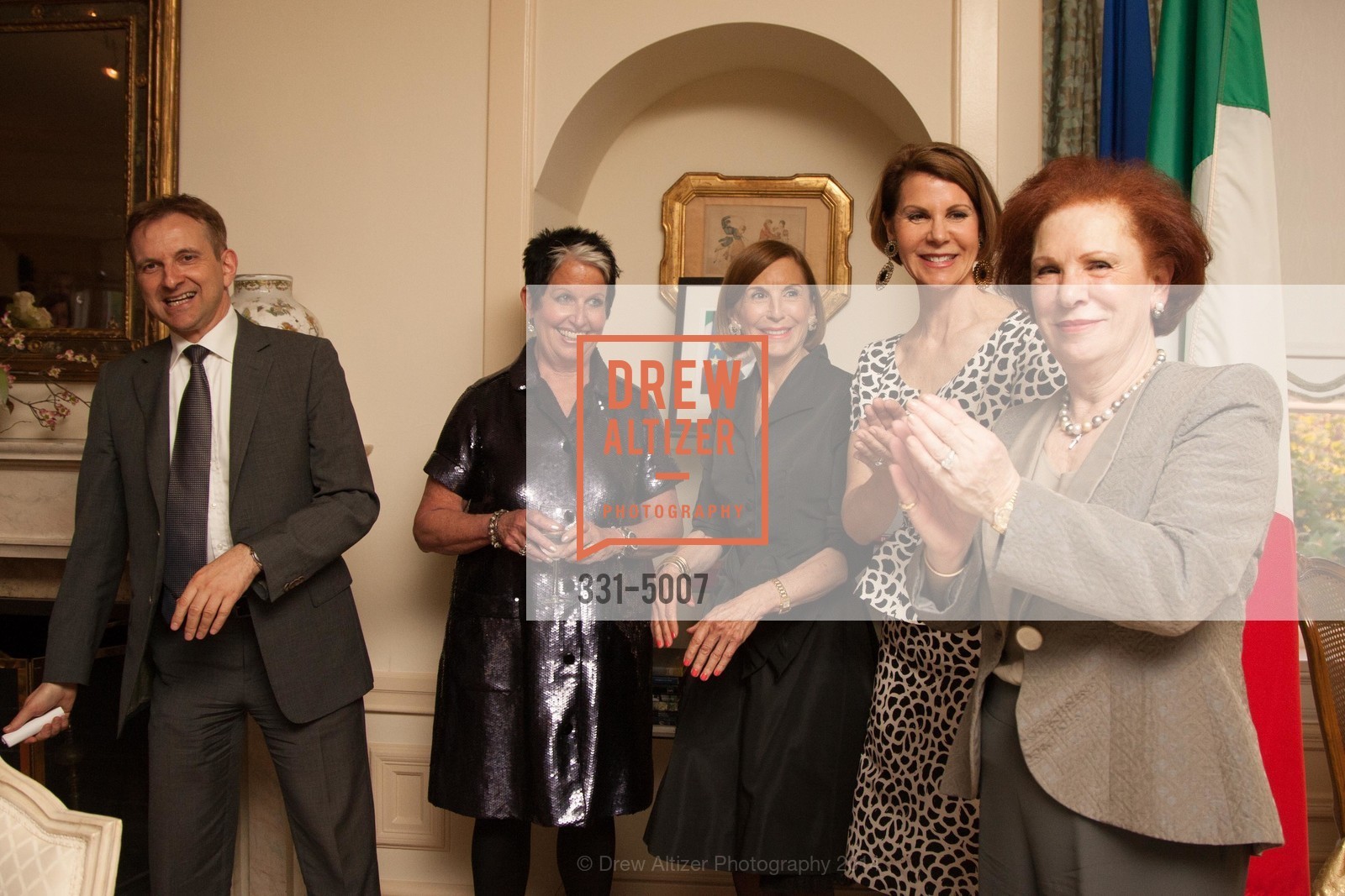 Mauro Battocchi, Karen Kubin, Marsha Monro, Katie Jarman, Romana Bracco, SF OPERA GUILD POpera! Benefactor Party at the ITALIAN CONSULATE, US, March 20th, 2014, Photo #331-5007 Mauro Battocchi, Karen Kubin, Marsha Monro, Katie Jarman, Romana Bracco, Photo #331-5007