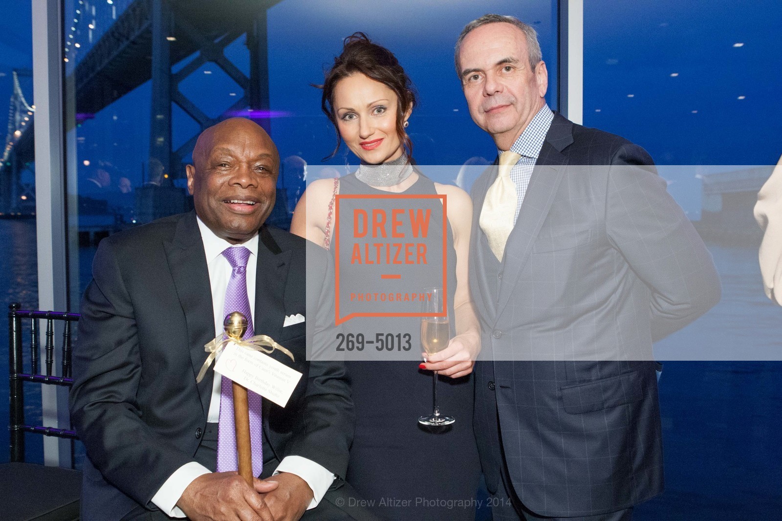 Willie Brown, Nina Kirilova, Bill Downes, WILLIE BROWN Birthday Party, US, March 20th, 2014, Photo #269-5013 Willie Brown, Nina Kirilova, Bill Downes, Photo #269-5013