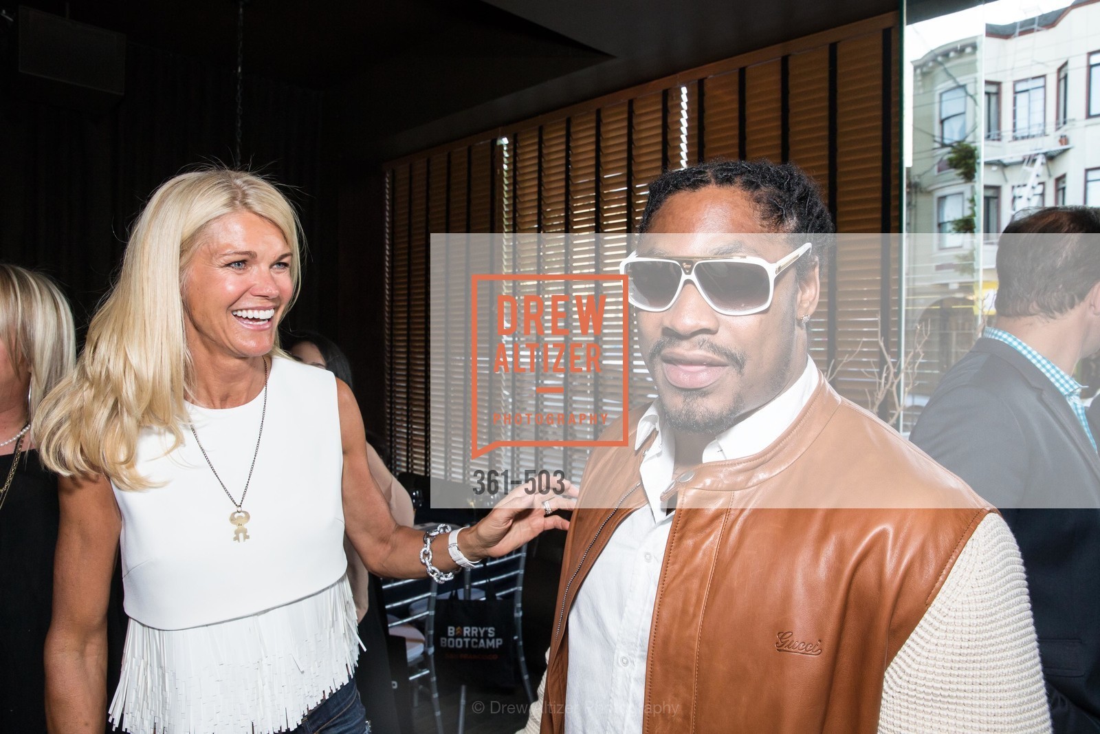 Jennifer Montana, Marshawn Lynch, NFL CELEBRITY Bartending Event, US. US, April 7th, 2014