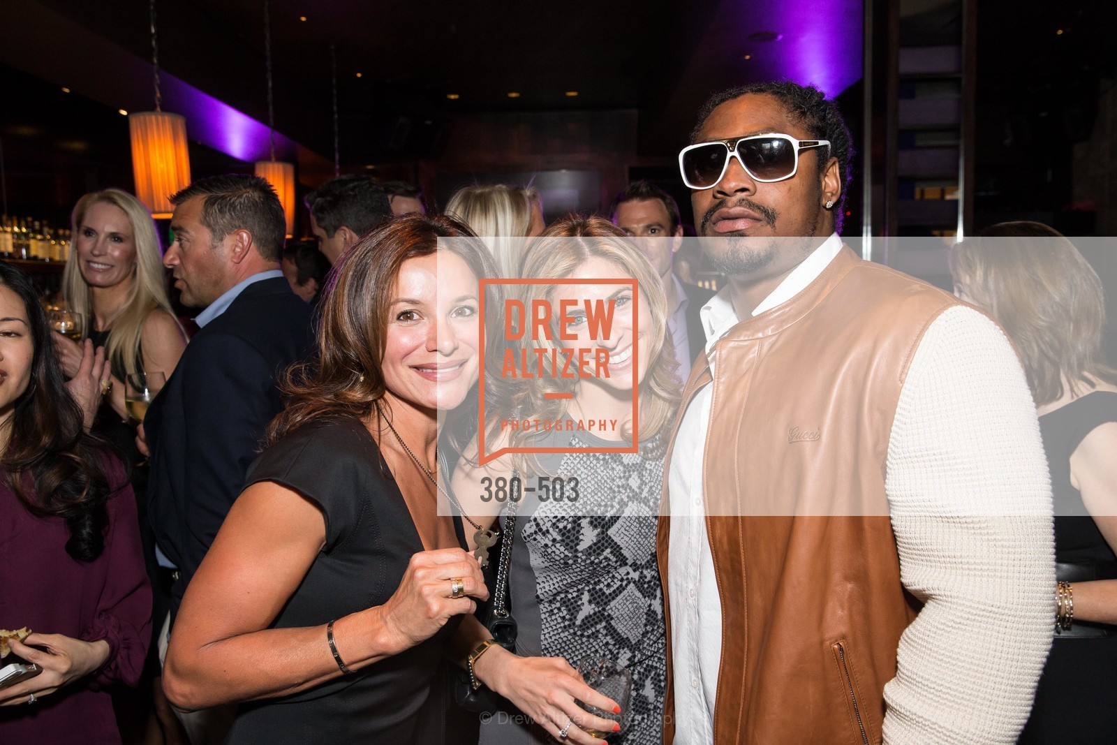 Claudia Ross, Tara Shane, Marshawn Lynch, NFL CELEBRITY Bartending Event, US. US, April 7th, 2014,Drew Altizer, Drew Altizer Photography, full-service agency, private events, San Francisco photographer, photographer california