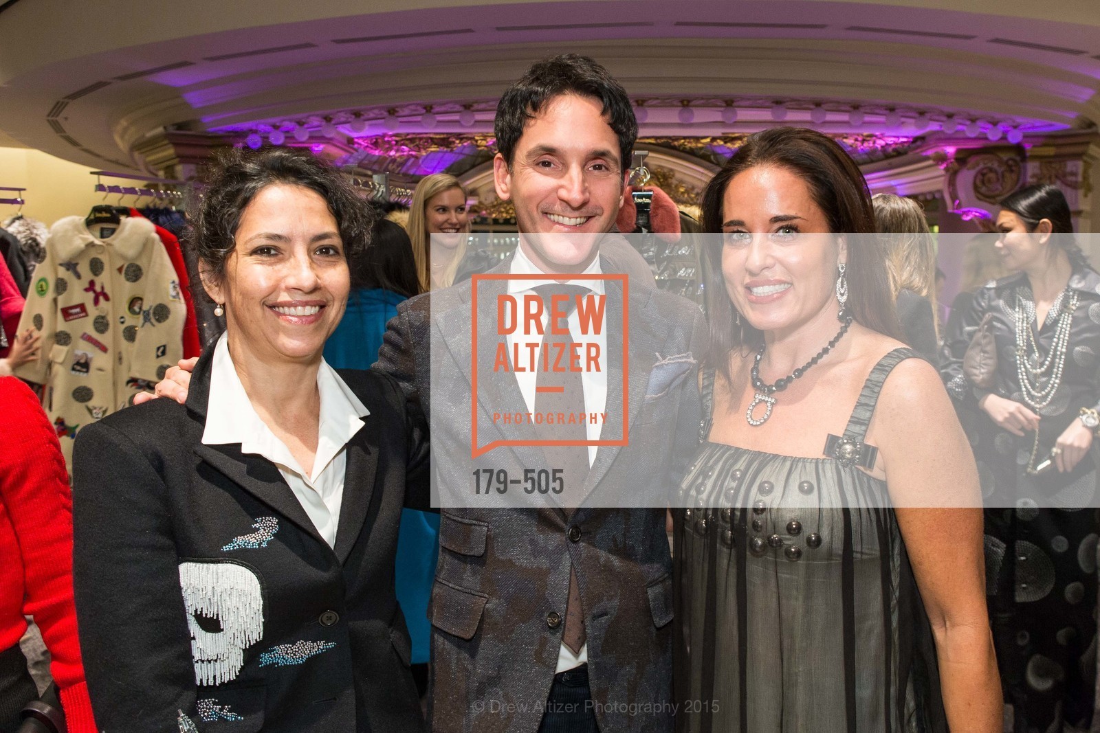 Maya Meux, James Krohn, Natalia Urrutia, Libertine Cocktail Party at Neiman Marcus, Neiman Marcus. Neiman Marcus, November 10th, 2015, Photo #179-505 Maya Meux, James Krohn, Natalia Urrutia, Photo #179-505