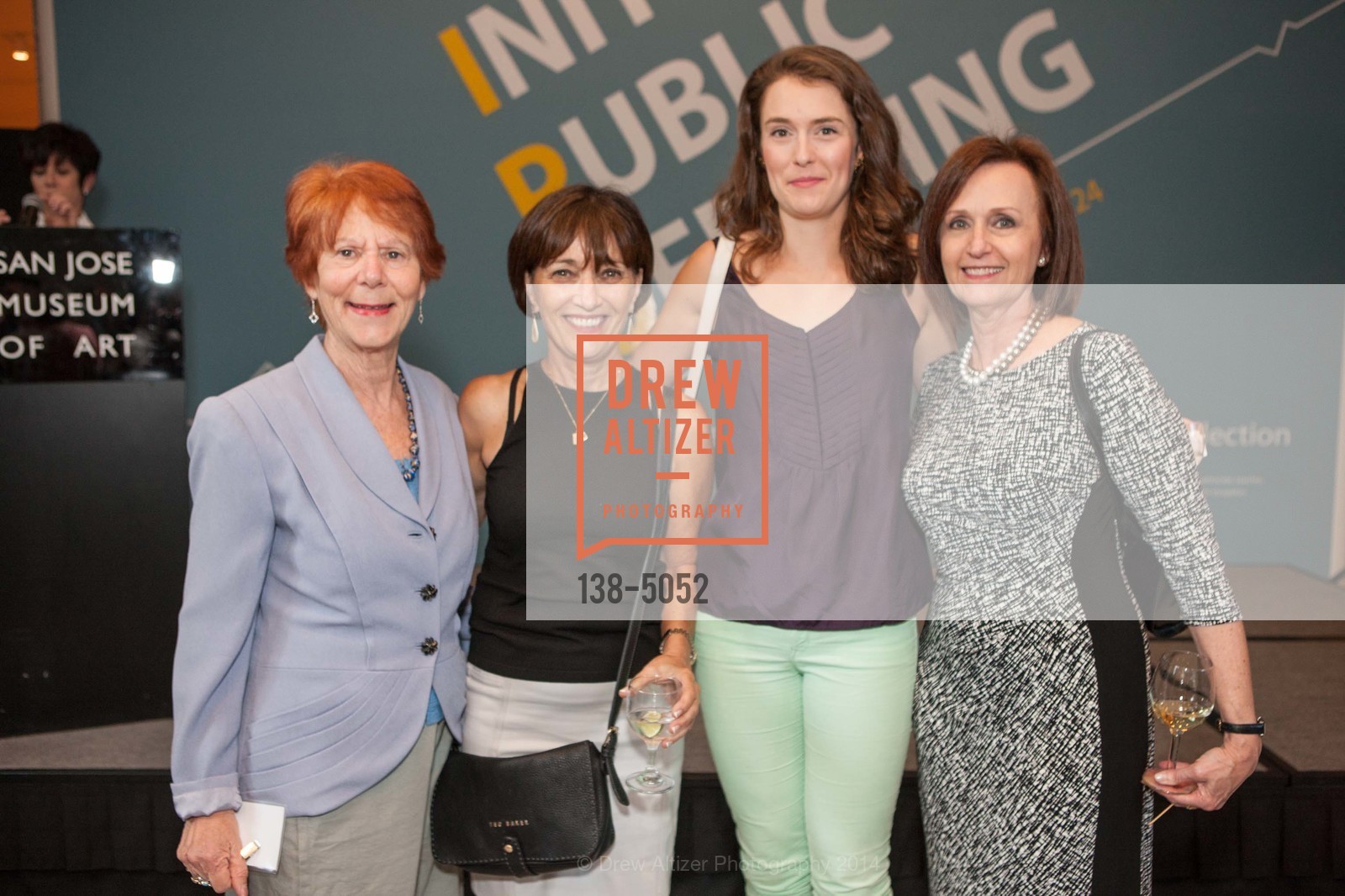 Rita Norton, Lori Kershner, Katie Gosling, Eileen Silver, San Jose Museum Of Art Presents The Summer VIP Opening, US, June 3rd, 2014, Photo #138-5052 Rita Norton, Lori Kershner, Katie Gosling, Eileen Silver, Photo #138-5052