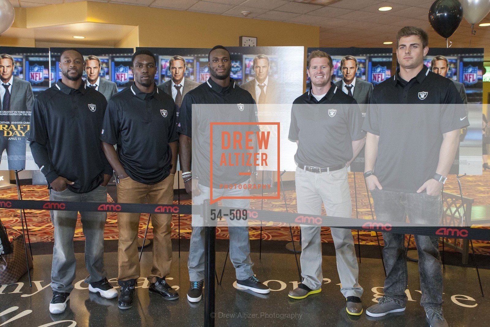 Taiwan Jones, Chimdi Chekwa, Latavius Murray, Matthew McGloin, Nick Kasa, SUMMIT ENTERTAINMENT Presents a Special Screening of DRAFT DAY with the Oakland Raiders, US. AMC 16 Shellmound, Emeryville, Ca, April 9th, 2014,Drew Altizer, Drew Altizer Photography, full-service agency, private events, San Francisco photographer, photographer california
