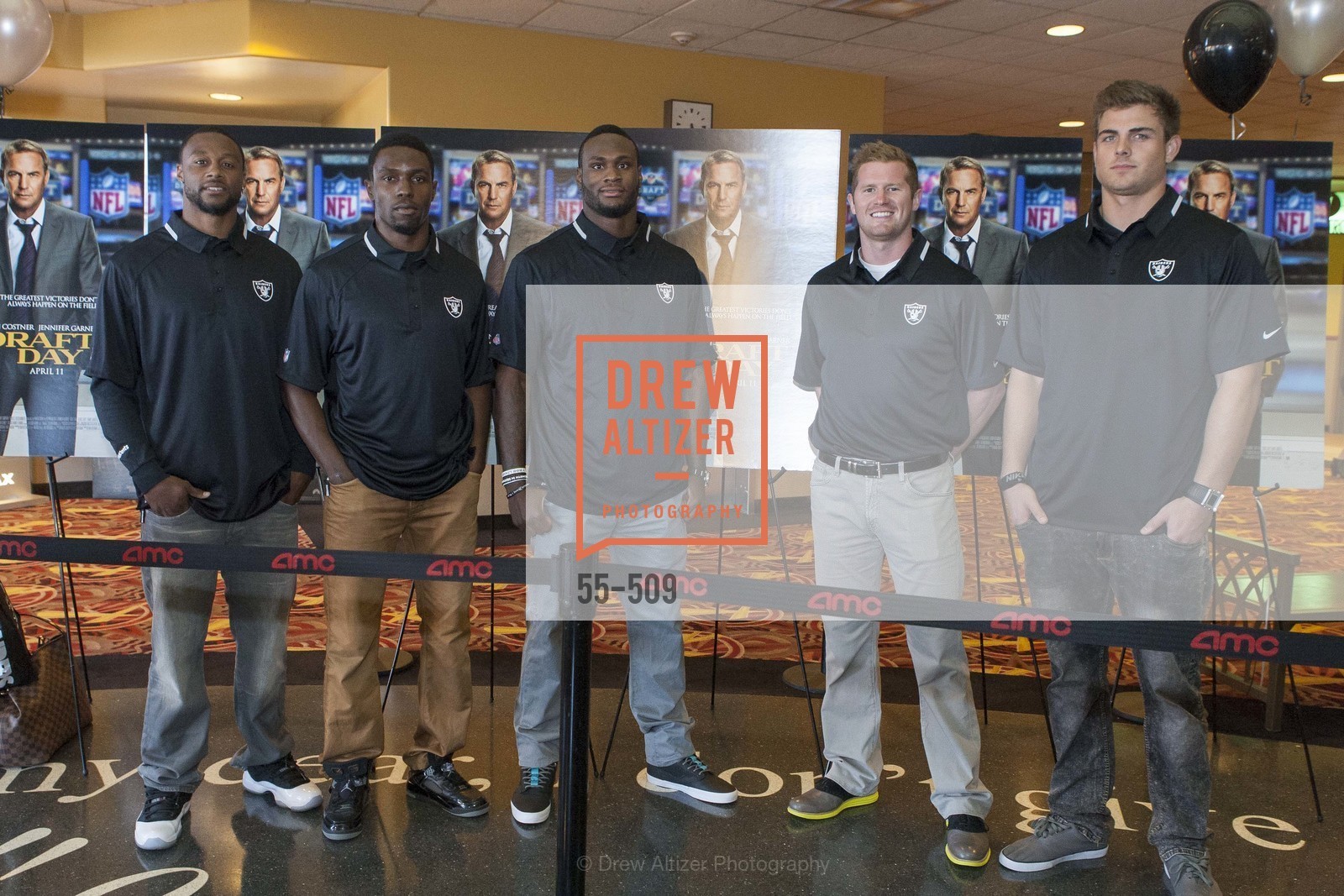 Taiwan Jones, Chimdi Chekwa, Latavius Murray, Matthew McGloin, Nick Kasa, SUMMIT ENTERTAINMENT Presents a Special Screening of DRAFT DAY with the Oakland Raiders, US. AMC 16 Shellmound, Emeryville, Ca, April 9th, 2014,Drew Altizer, Drew Altizer Photography, full-service agency, private events, San Francisco photographer, photographer california
