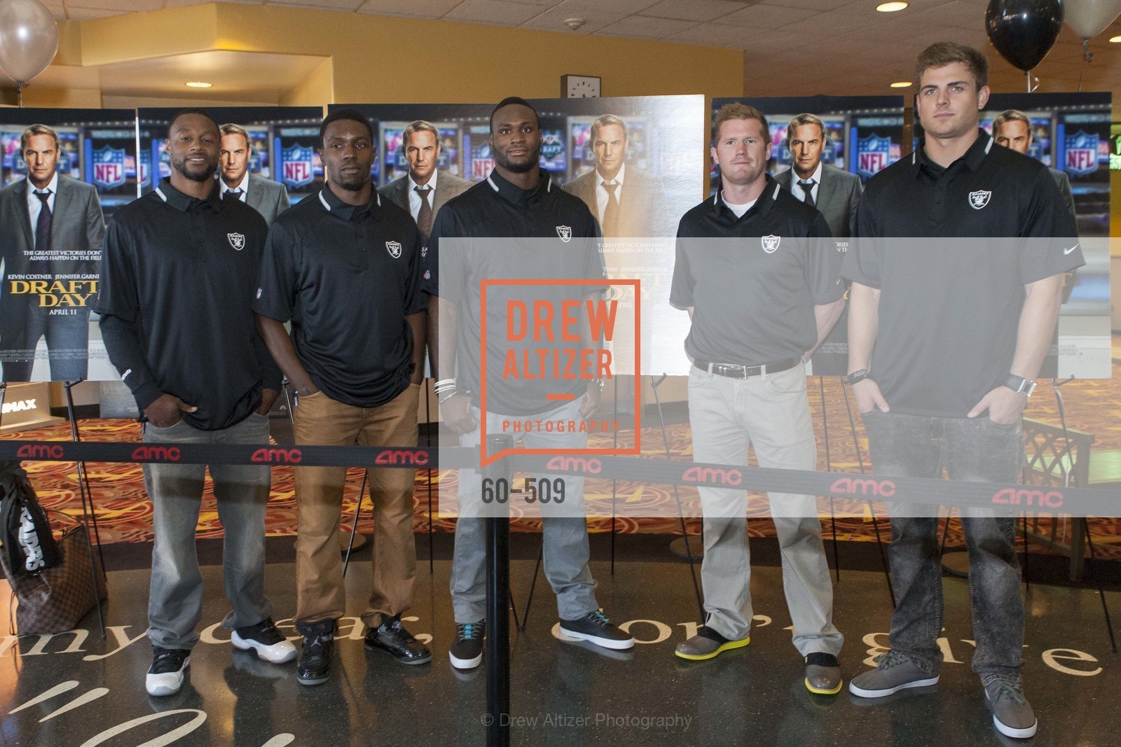 Taiwan Jones, Chimdi Chekwa, Latavius Murray, Matthew McGloin, Nick Kasa, SUMMIT ENTERTAINMENT Presents a Special Screening of DRAFT DAY with the Oakland Raiders, US. AMC 16 Shellmound, Emeryville, Ca, April 9th, 2014,Drew Altizer, Drew Altizer Photography, full-service agency, private events, San Francisco photographer, photographer california