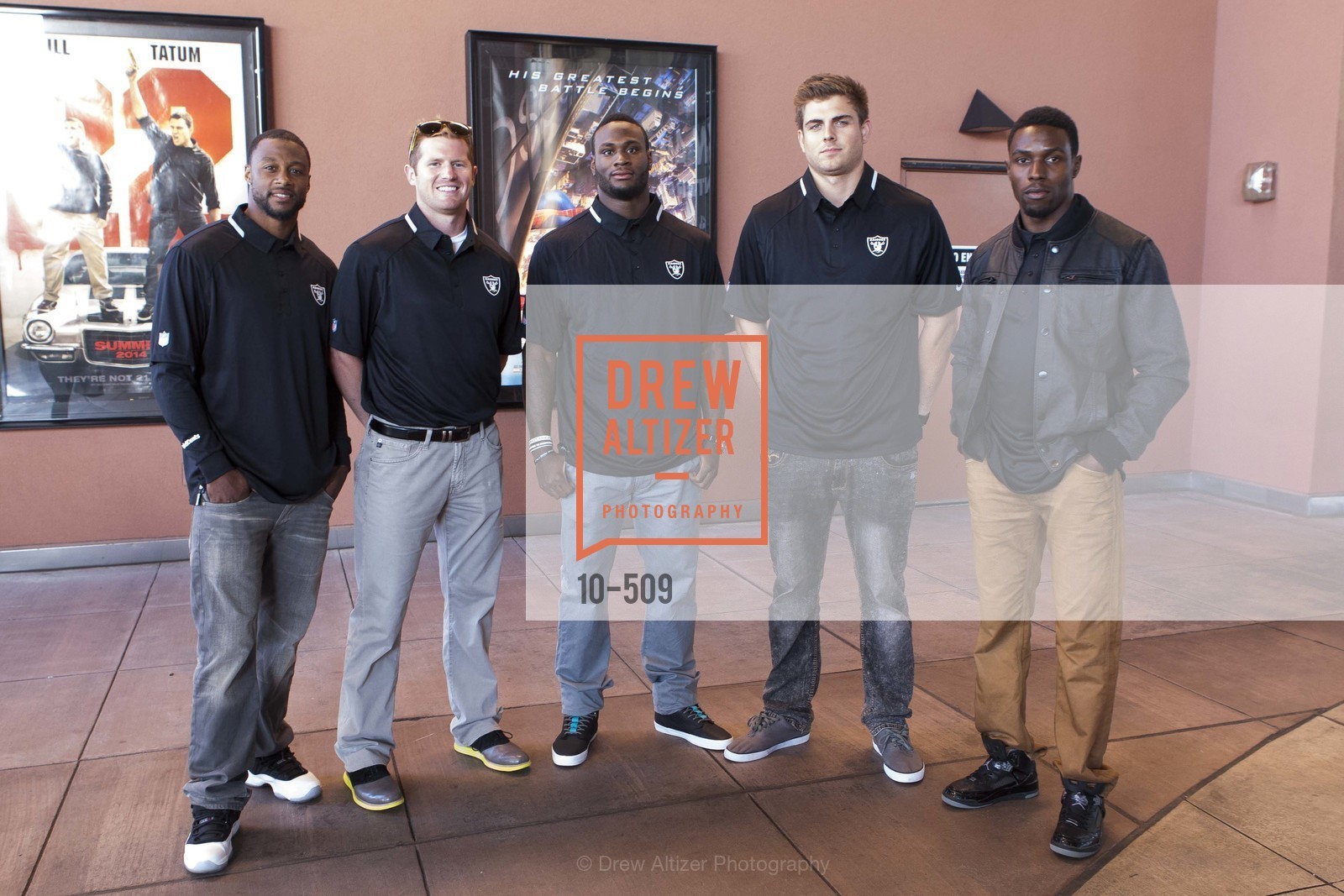 Taiwan Jones, Matthew McGloin, Chimdi Chekwa, Latavius Murray, Nick Kasa, SUMMIT ENTERTAINMENT Presents a Special Screening of DRAFT DAY with the Oakland Raiders, US. AMC 16 Shellmound, Emeryville, Ca, April 9th, 2014,Drew Altizer, Drew Altizer Photography, full-service agency, private events, San Francisco photographer, photographer california