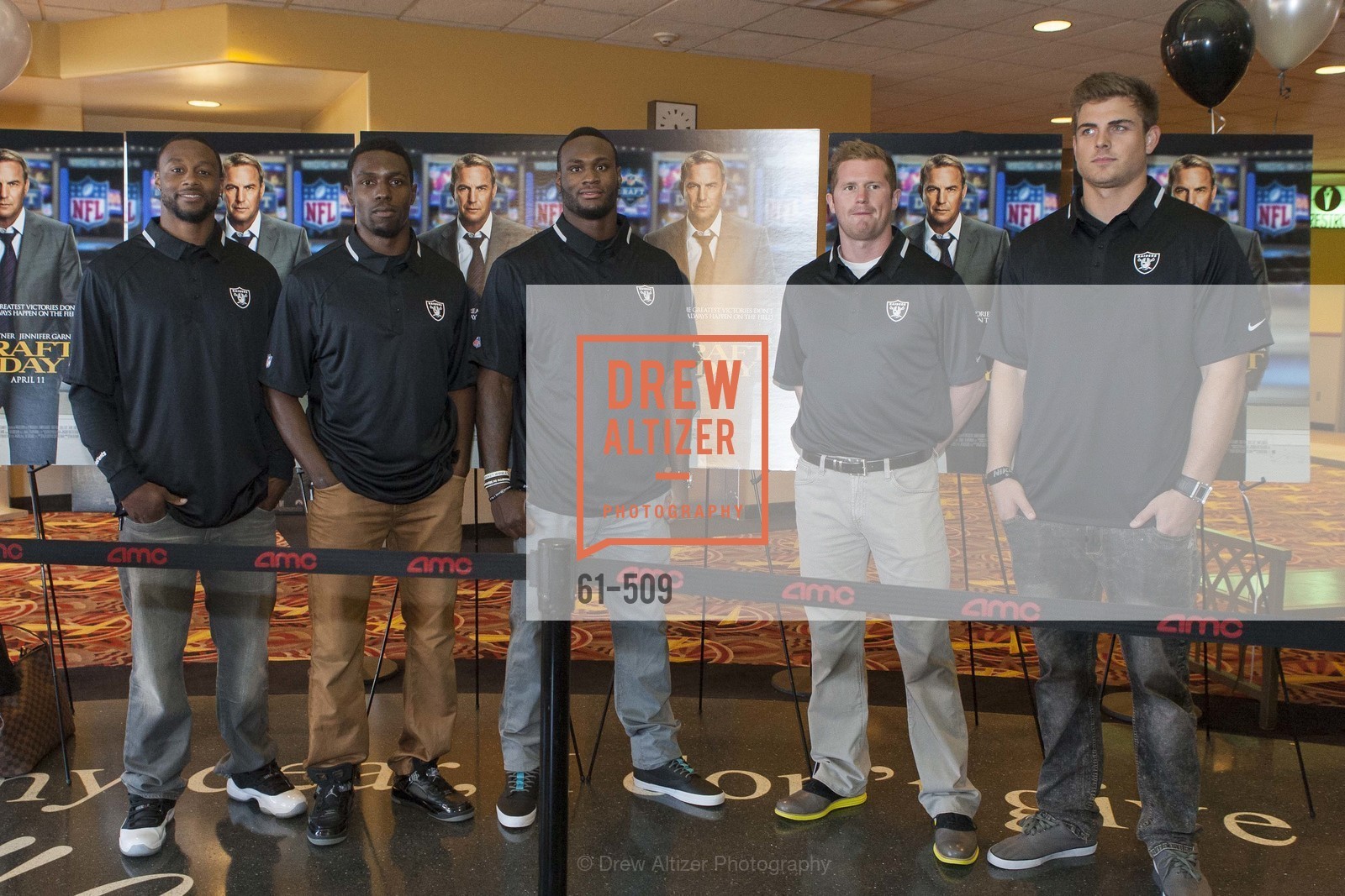 Taiwan Jones, Chimdi Chekwa, Latavius Murray, Matthew McGloin, Nick Kasa, SUMMIT ENTERTAINMENT Presents a Special Screening of DRAFT DAY with the Oakland Raiders, US. AMC 16 Shellmound, Emeryville, Ca, April 9th, 2014,Drew Altizer, Drew Altizer Photography, full-service agency, private events, San Francisco photographer, photographer california